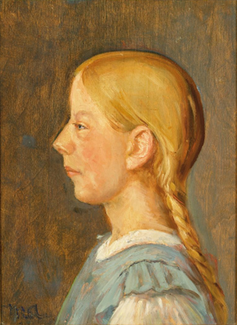 Une fille de Skagen avec des tresses. - Michael Peter Ancher - Alpha Reproduction