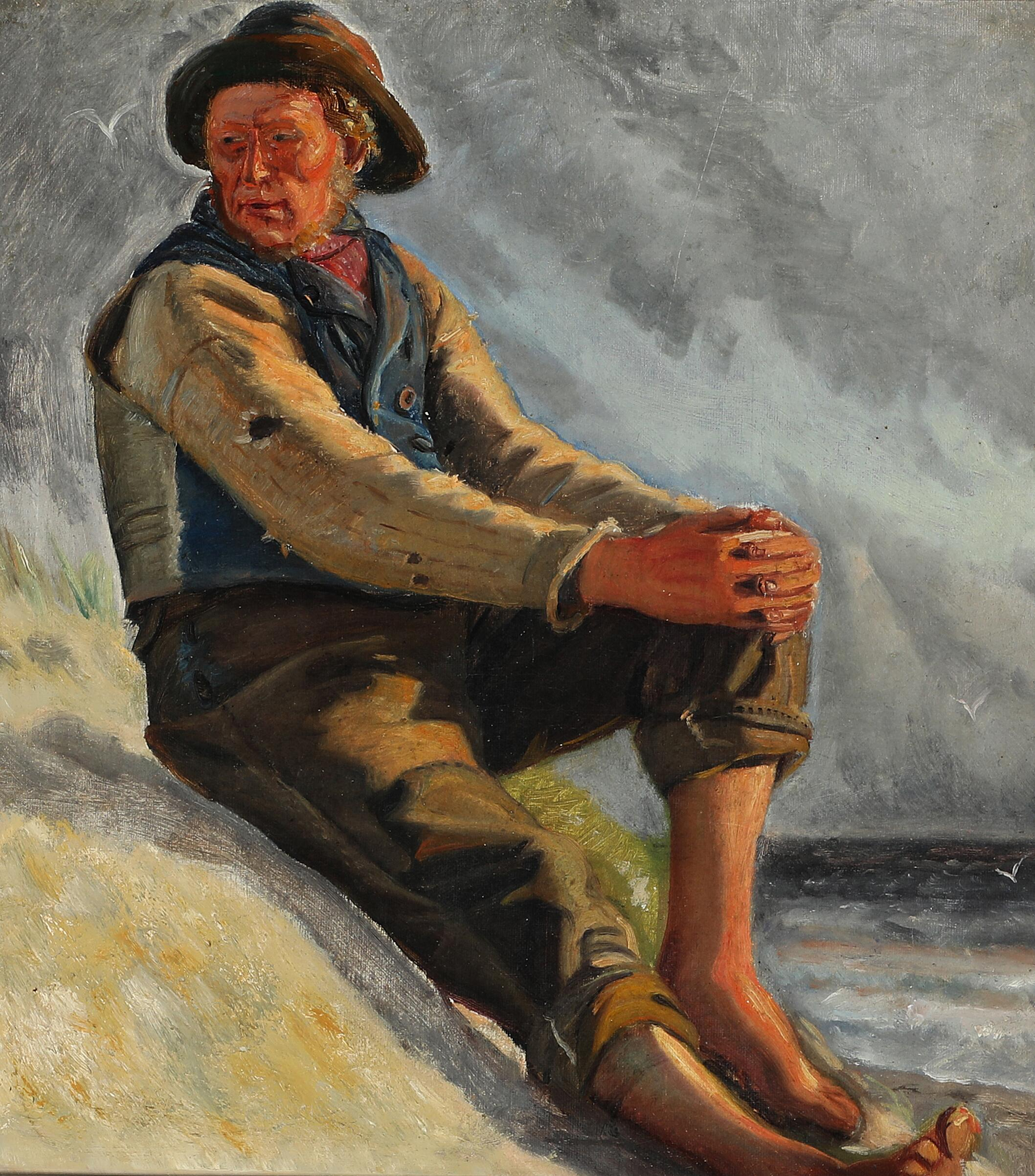 Un pêcheur sur la plage. Croquis. - Michael Peter Ancher - Alpha Reproduction