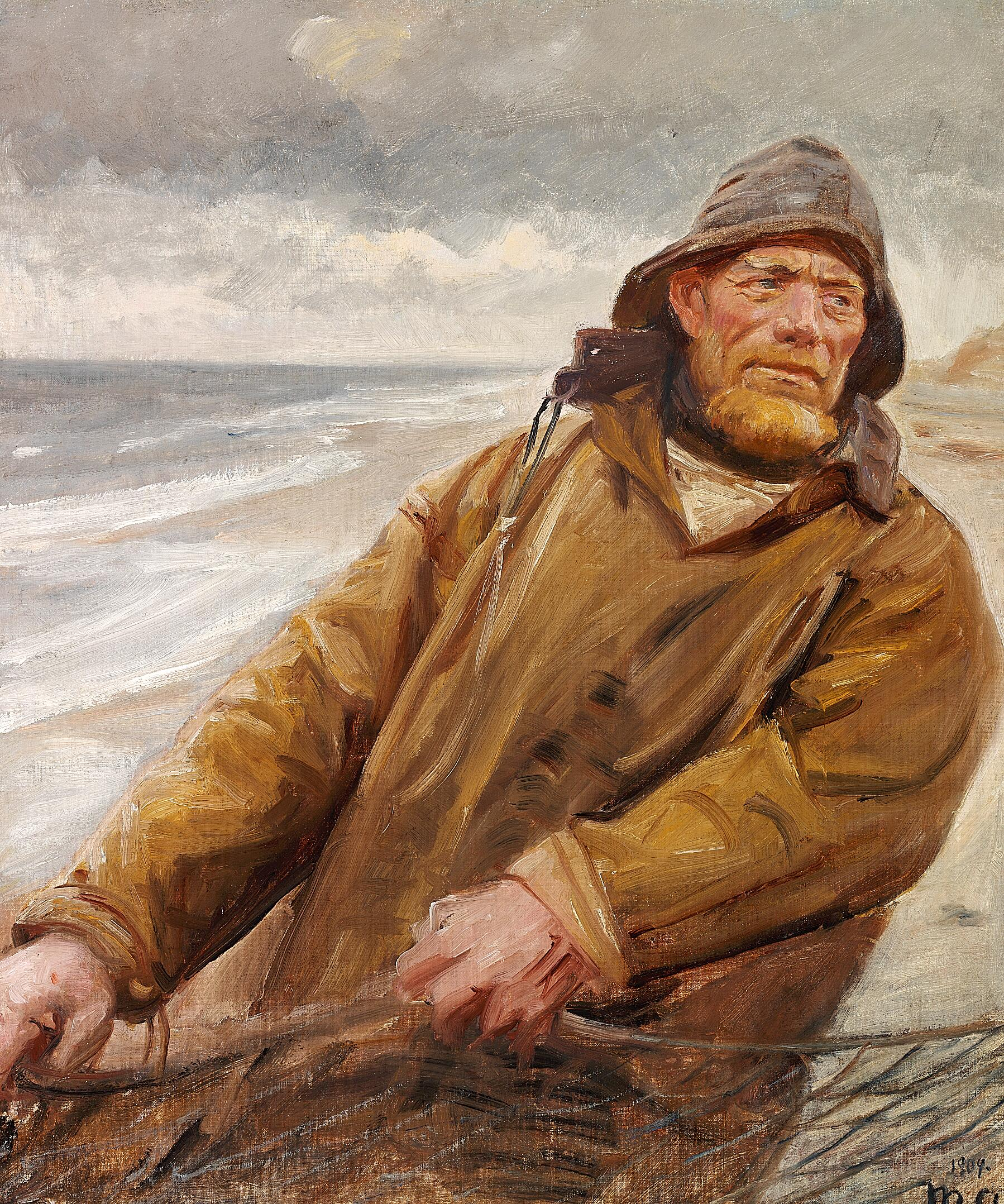 Un pêcheur remonte ses filets à Skagen. - Michael Peter Ancher - Alpha Reproduction
