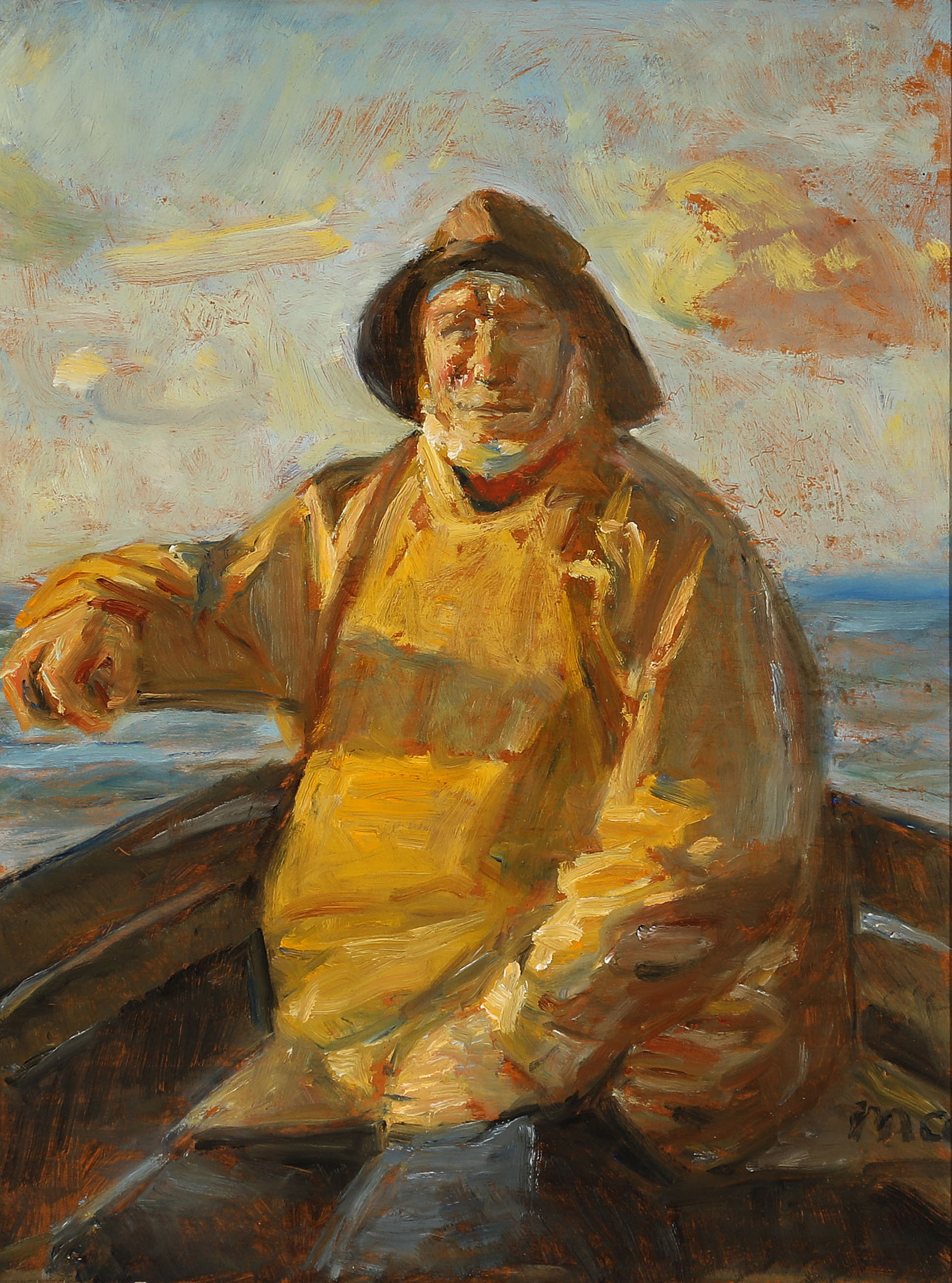Un pêcheur à la barre de son bateau. - Michael Peter Ancher - Alpha Reproduction