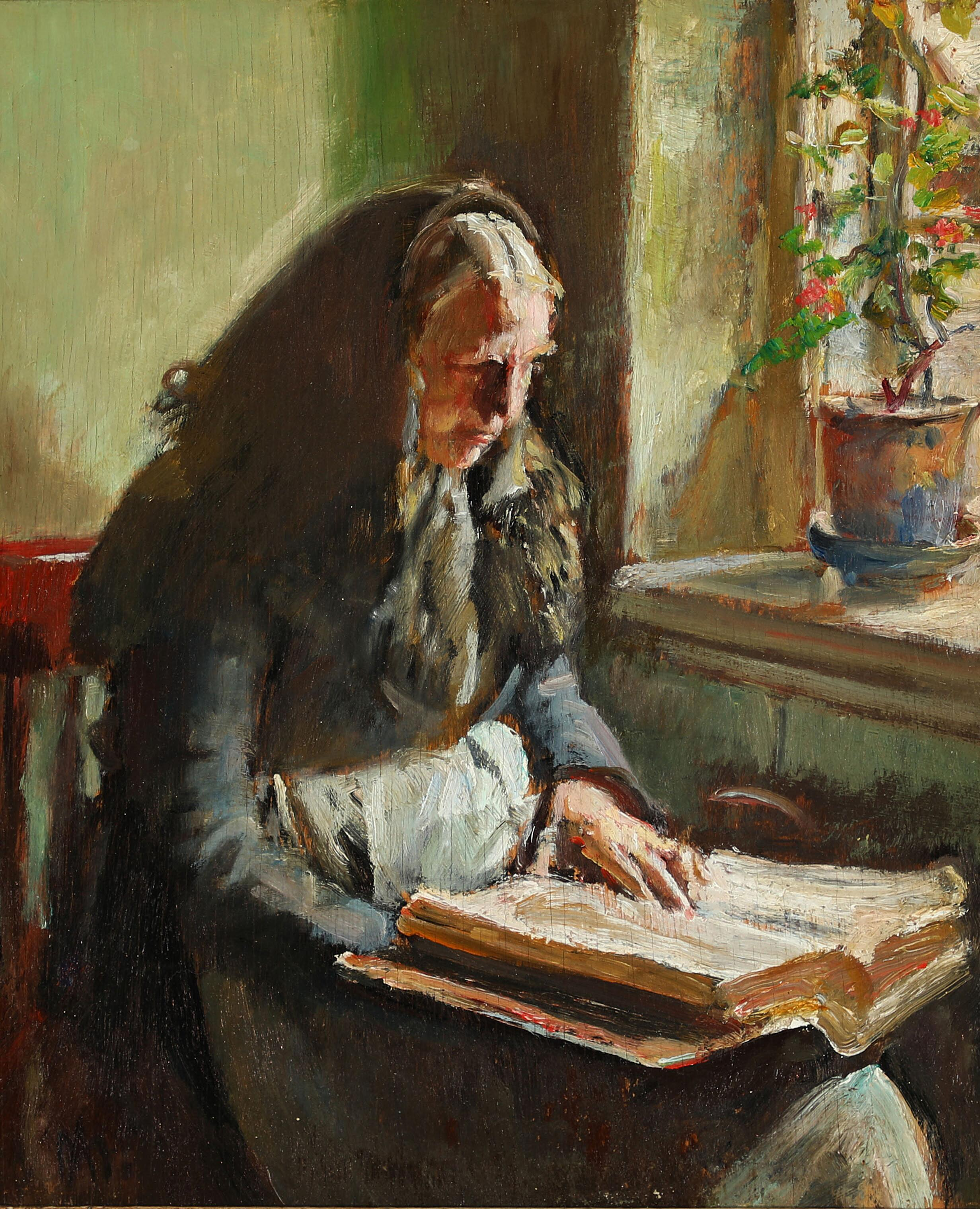 Une femme lit près d’une fenêtre. - Michael Peter Ancher - Alpha Reproduction