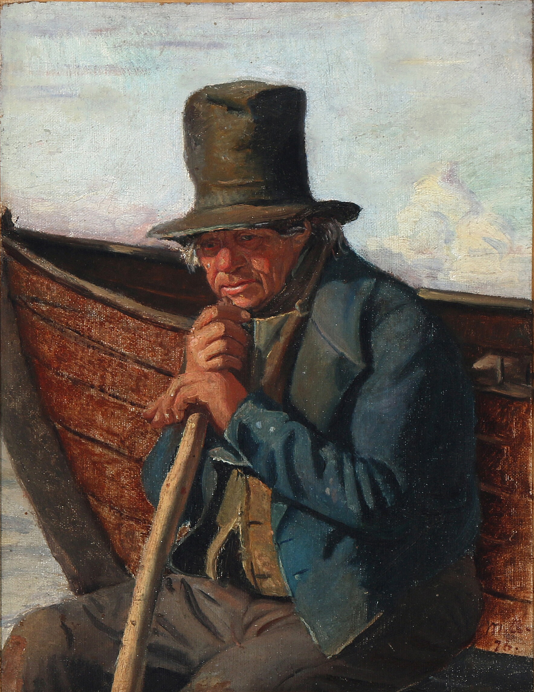 Un pêcheur de Skagen sur son bateau - Michael Peter Ancher - Alpha Reproduction