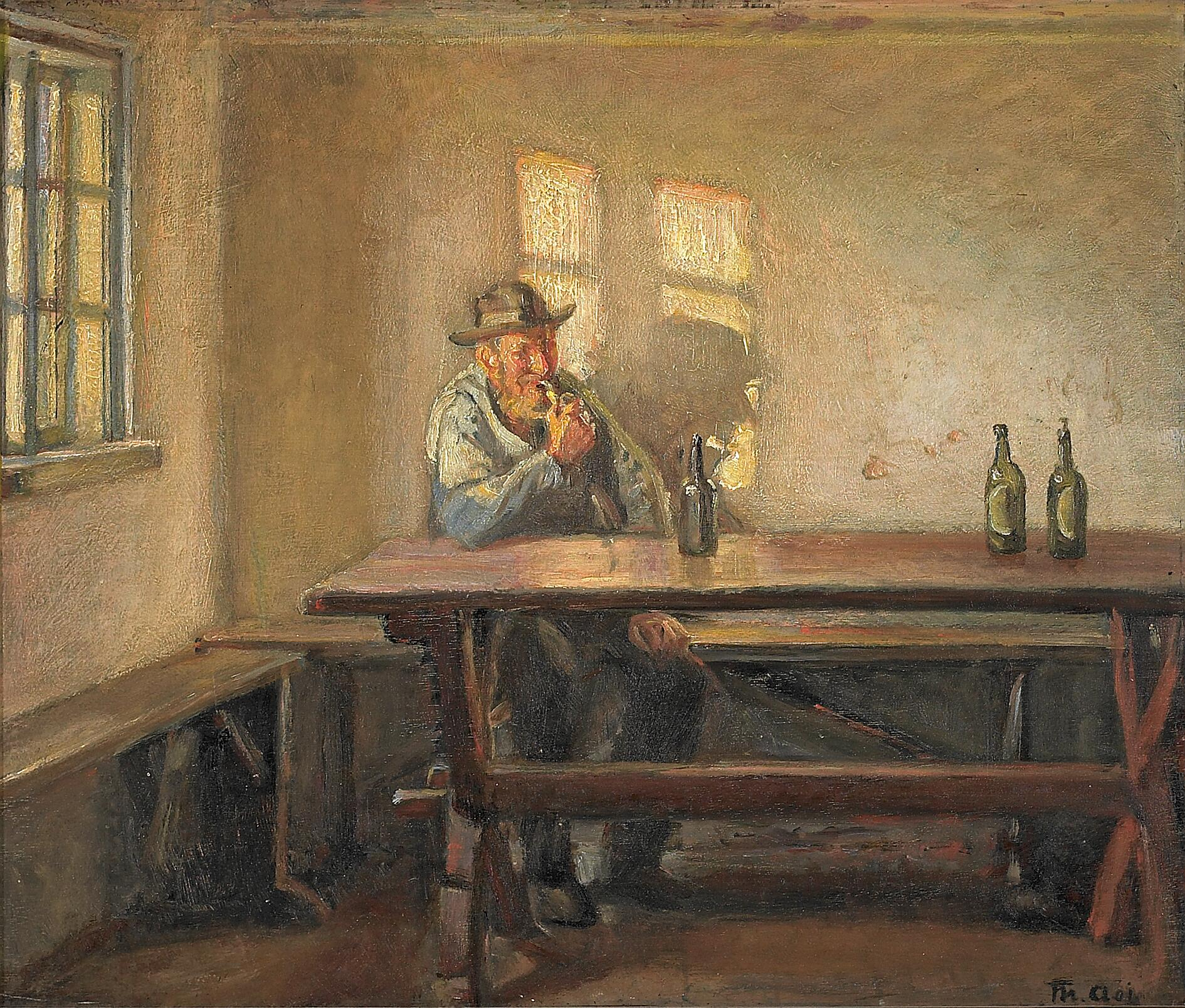 Pêcheur dans la boutique de Brøndum. - Michael Peter Ancher - Alpha Reproduction