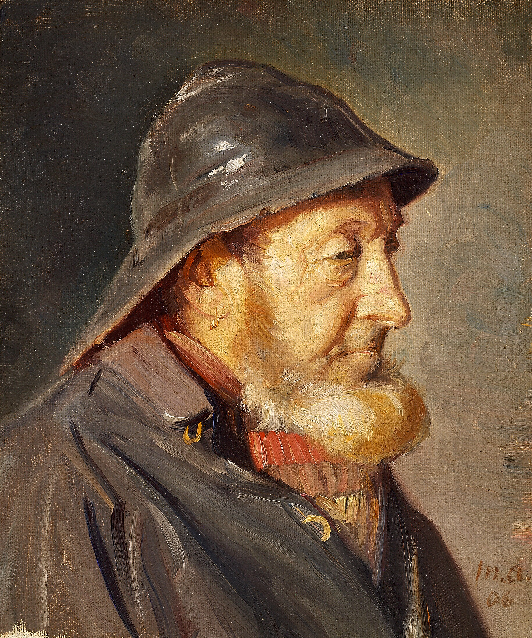 Le pêcheur Ole Svendsen vu de profil. - Michael Peter Ancher - Alpha Reproduction