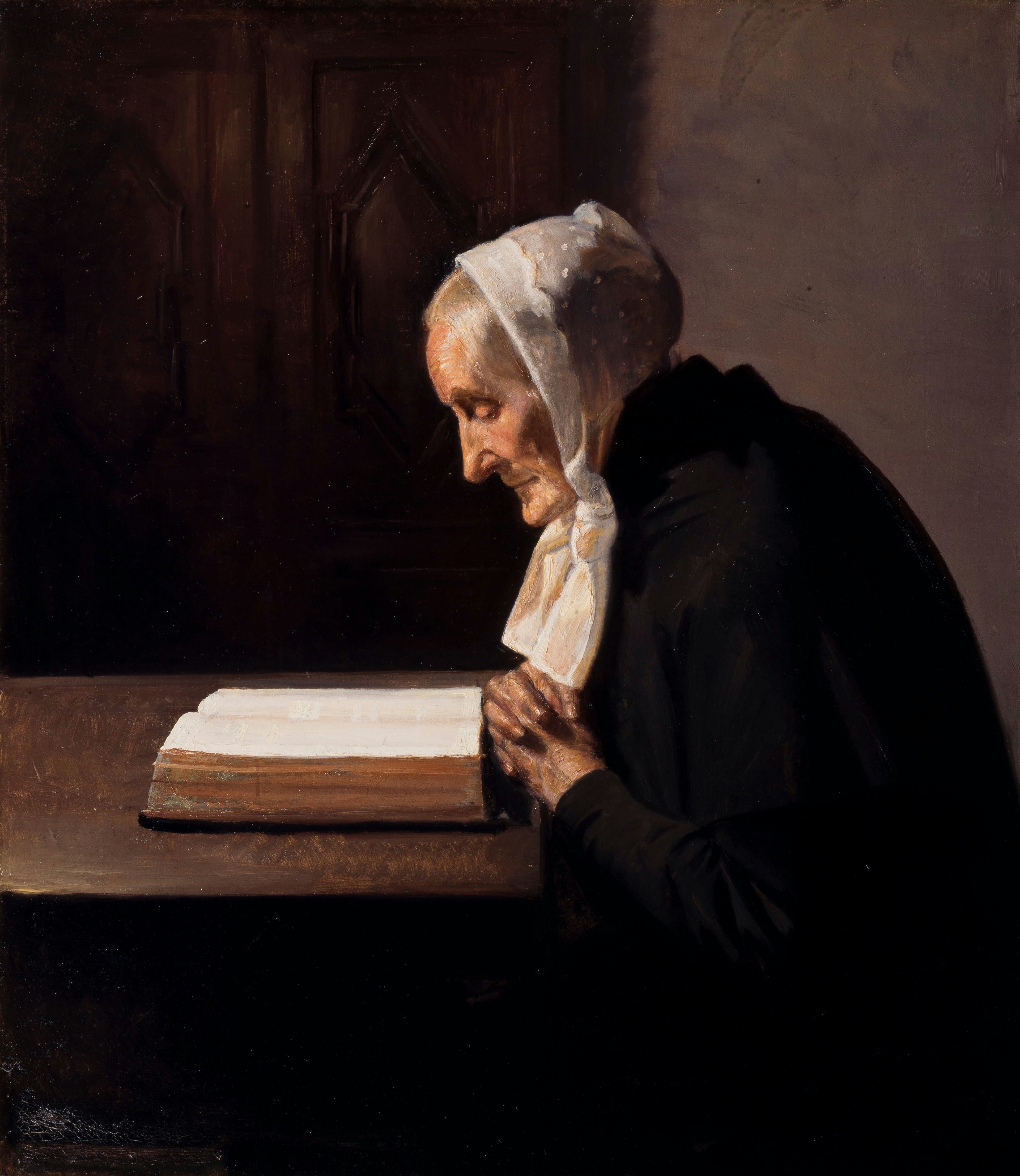 Mme Brøndum lisant la Bible. - Michael Peter Ancher - Alpha Reproduction