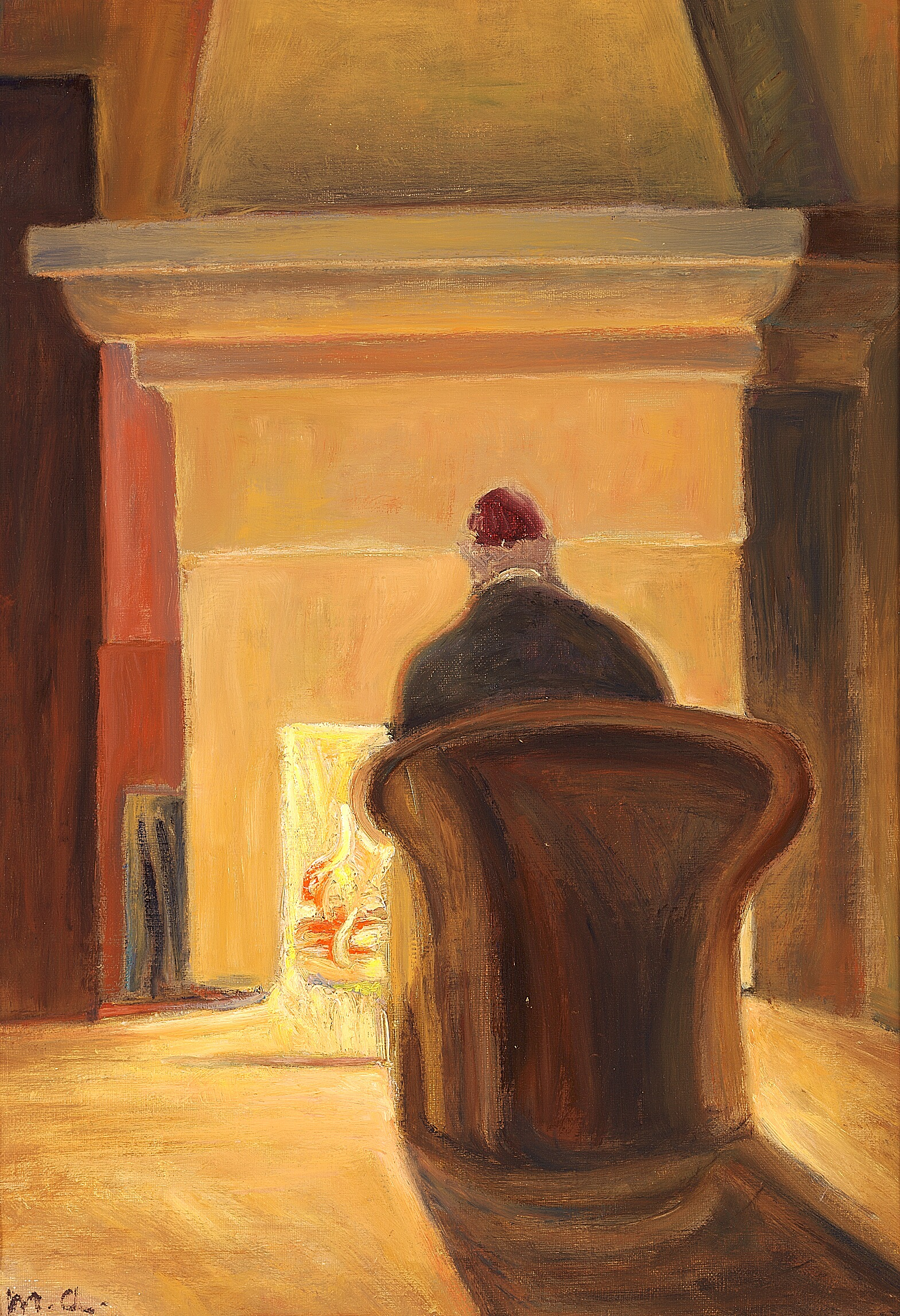 Holger Drachmann devant la cheminée Skagen. - Michael Peter Ancher - Alpha Reproduction