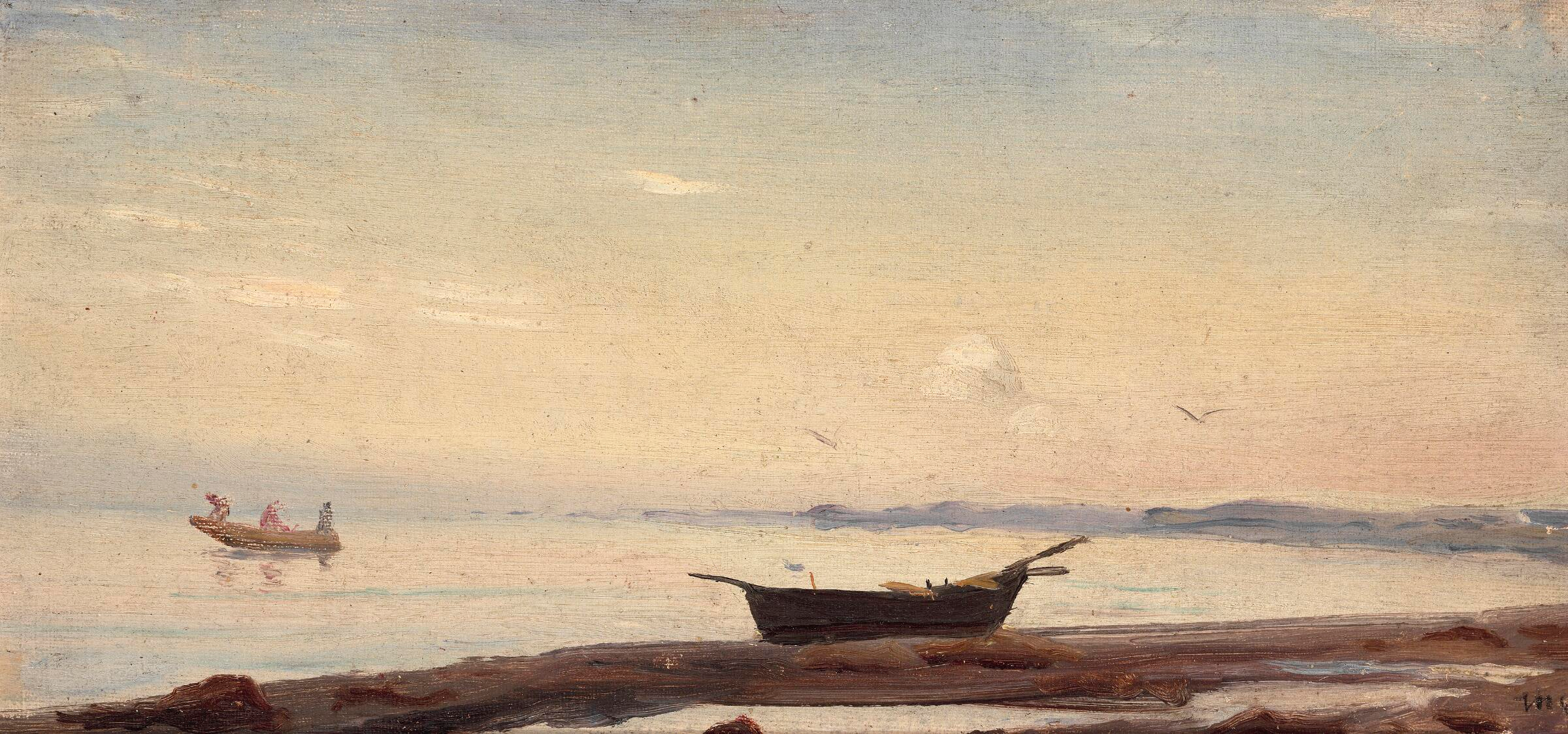Scène côtière de Skagen avec un petit bateau sur la plage. - Michael Peter Ancher - Alpha Reproduction