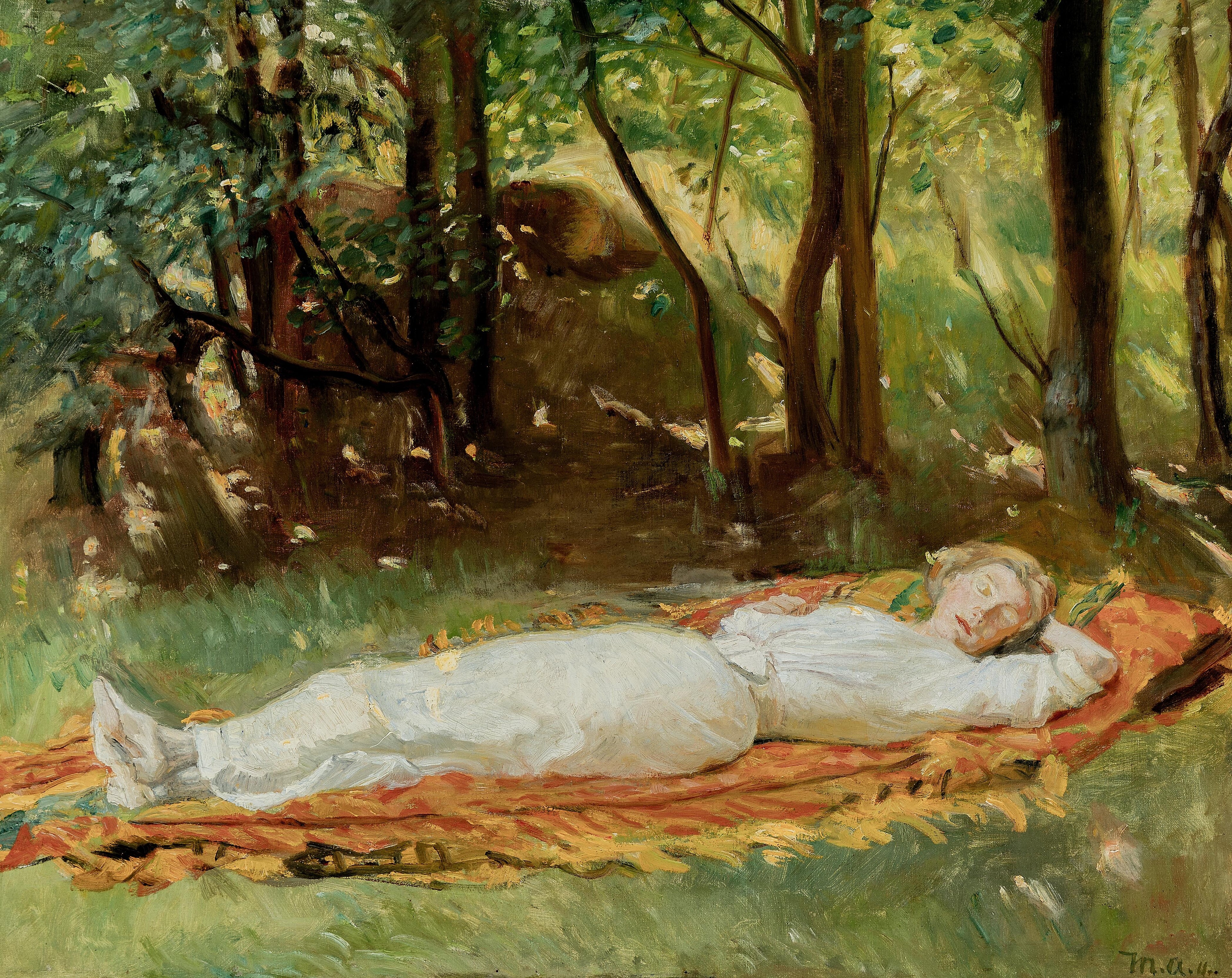 Une jeune femme fait la sieste dans le jardin. - Michael Peter Ancher - Alpha Reproduction