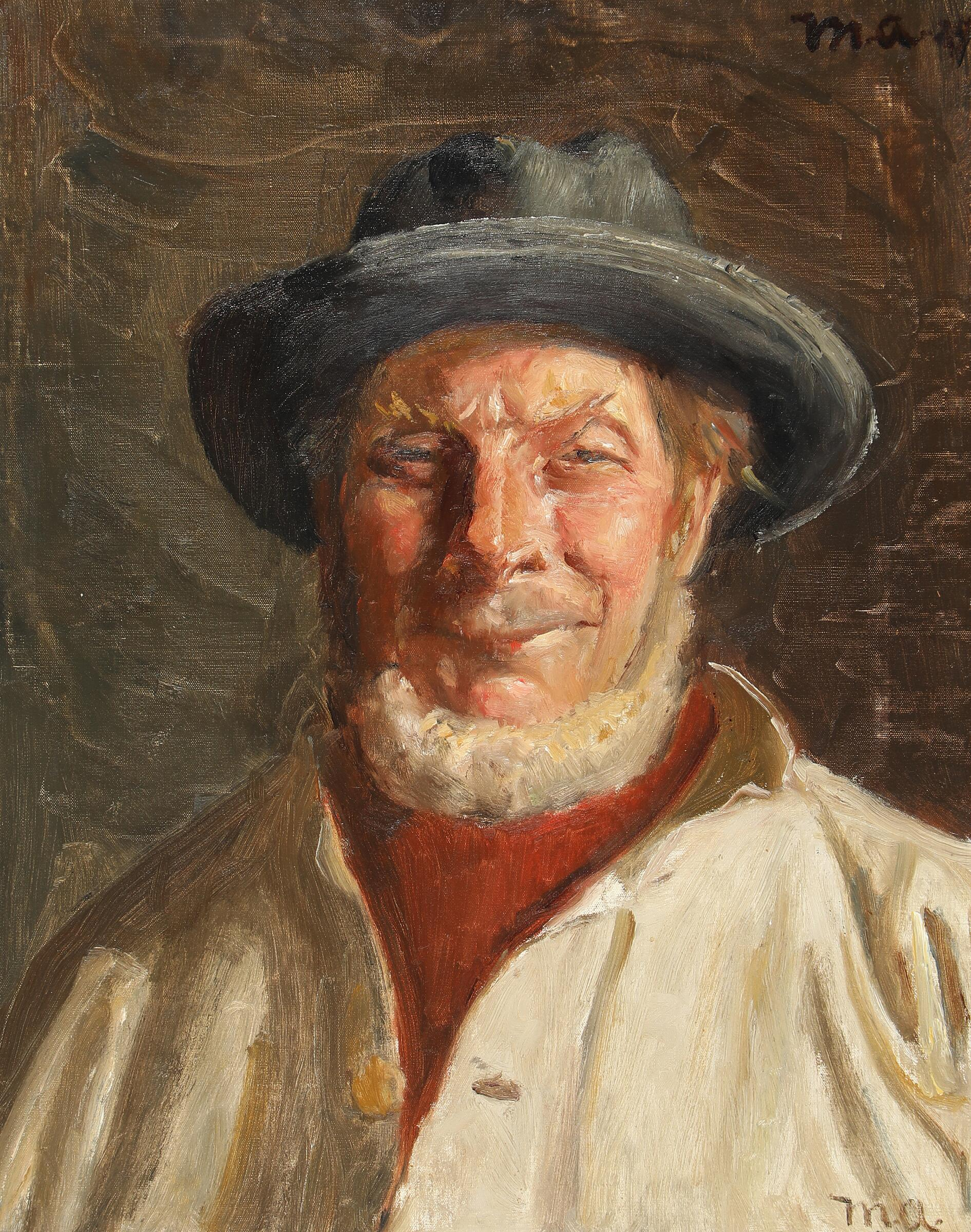 Portrait d’un pêcheur de Skagen portant un chapeau noir. - Michael Peter Ancher - Alpha Reproduction