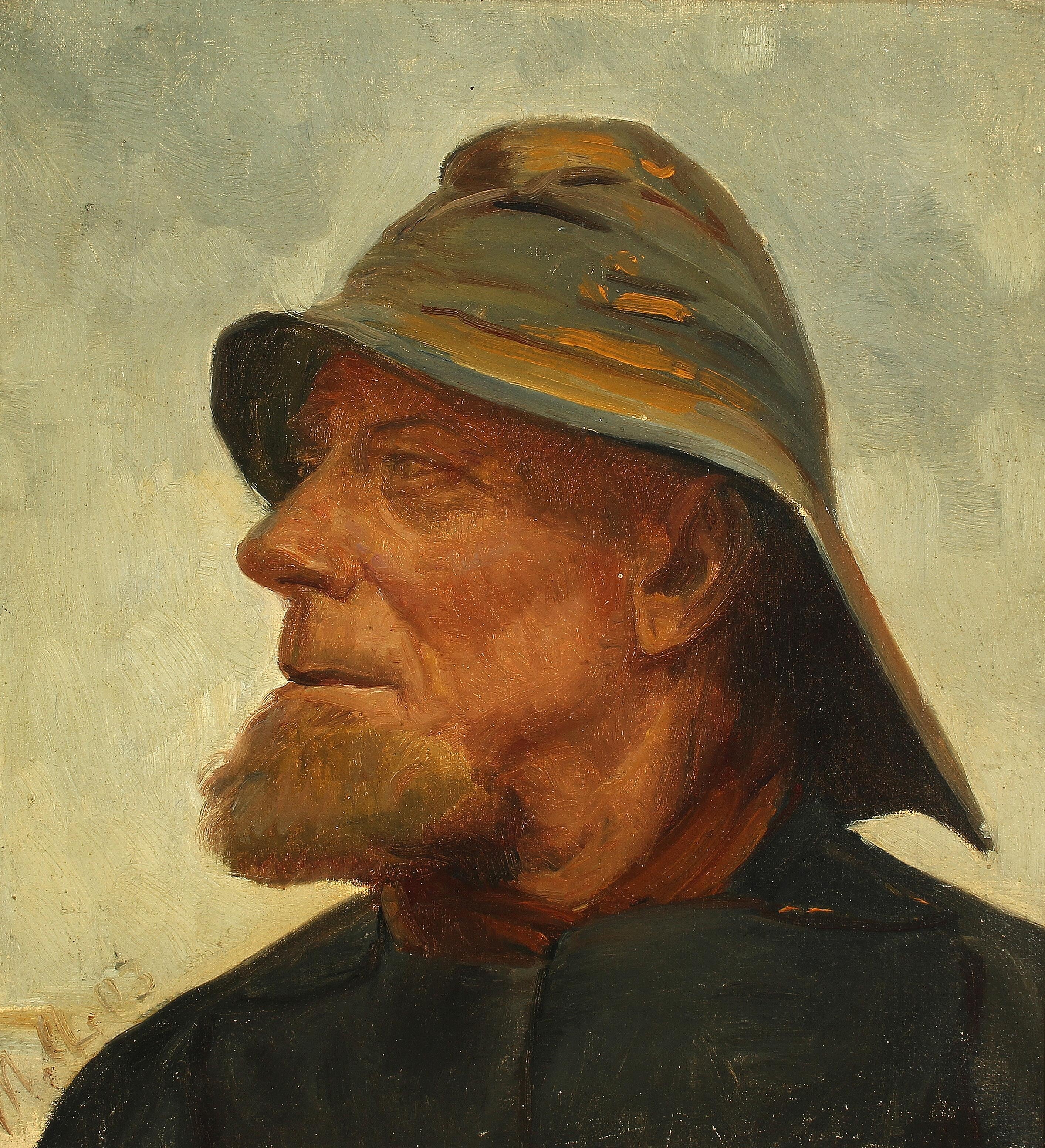 Portrait du pêcheur Jens Diget portant un ciré. - Michael Peter Ancher - Alpha Reproduction