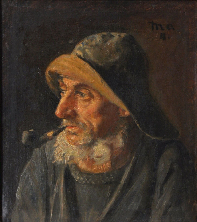 Portrait d'un pêcheur portant un ciré. - Michael Peter Ancher