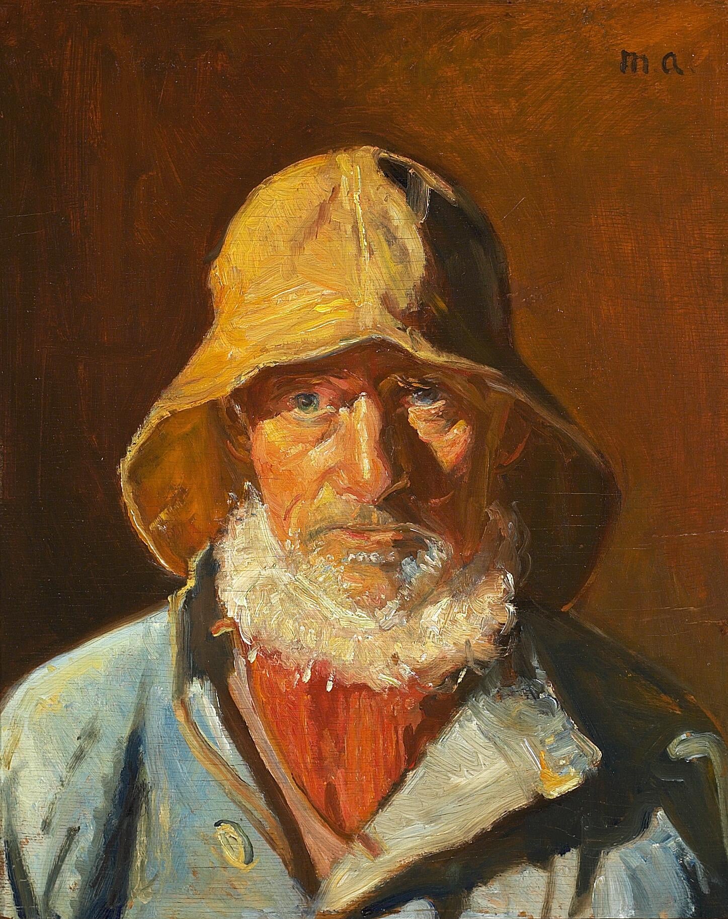 Portrait du pêcheur Niels Møller au soleil. - Michael Peter Ancher - Alpha Reproduction