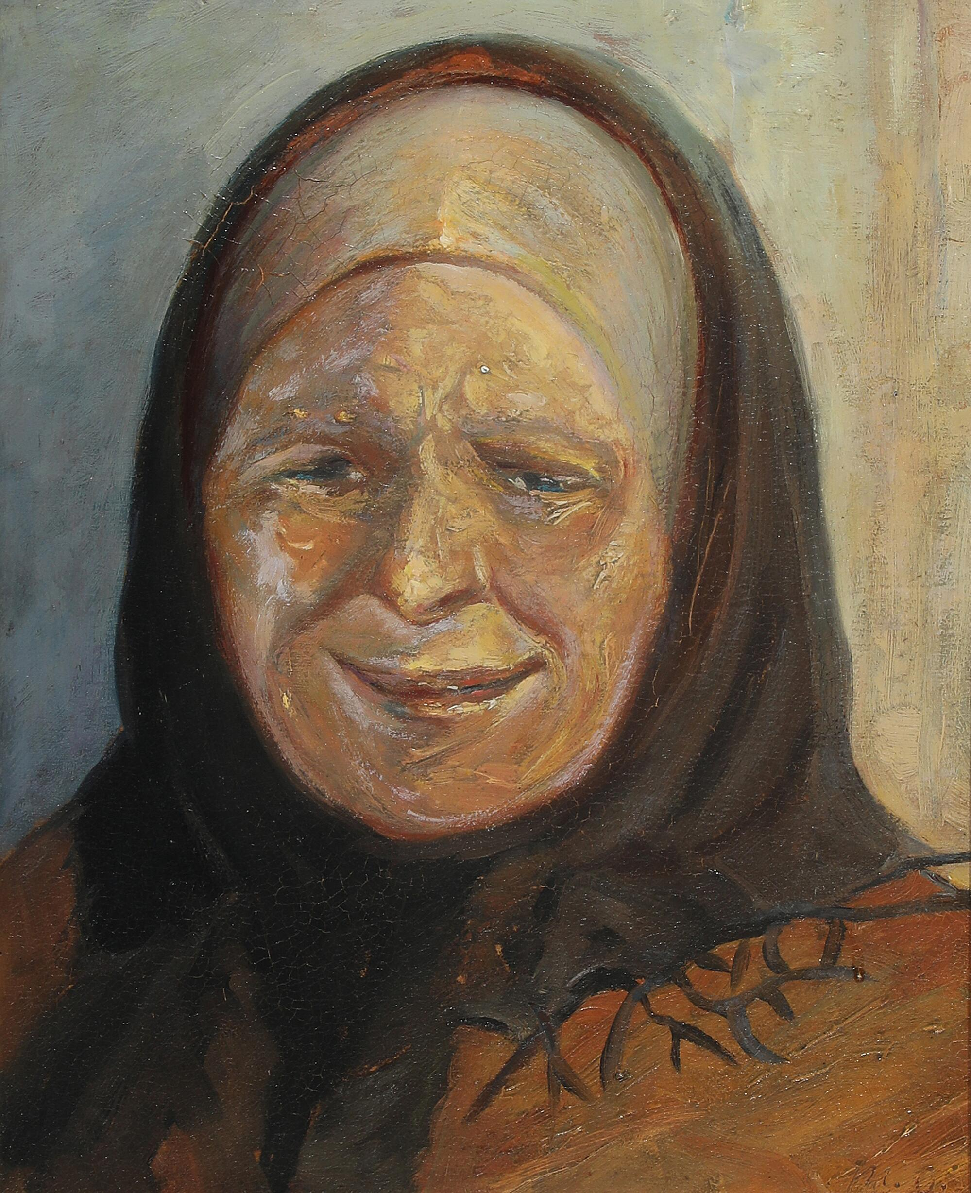 Portrait d’une femme âgée de Skagen avec des reflets de soleil sur son menton gauche. - Michael Peter Ancher - Alpha