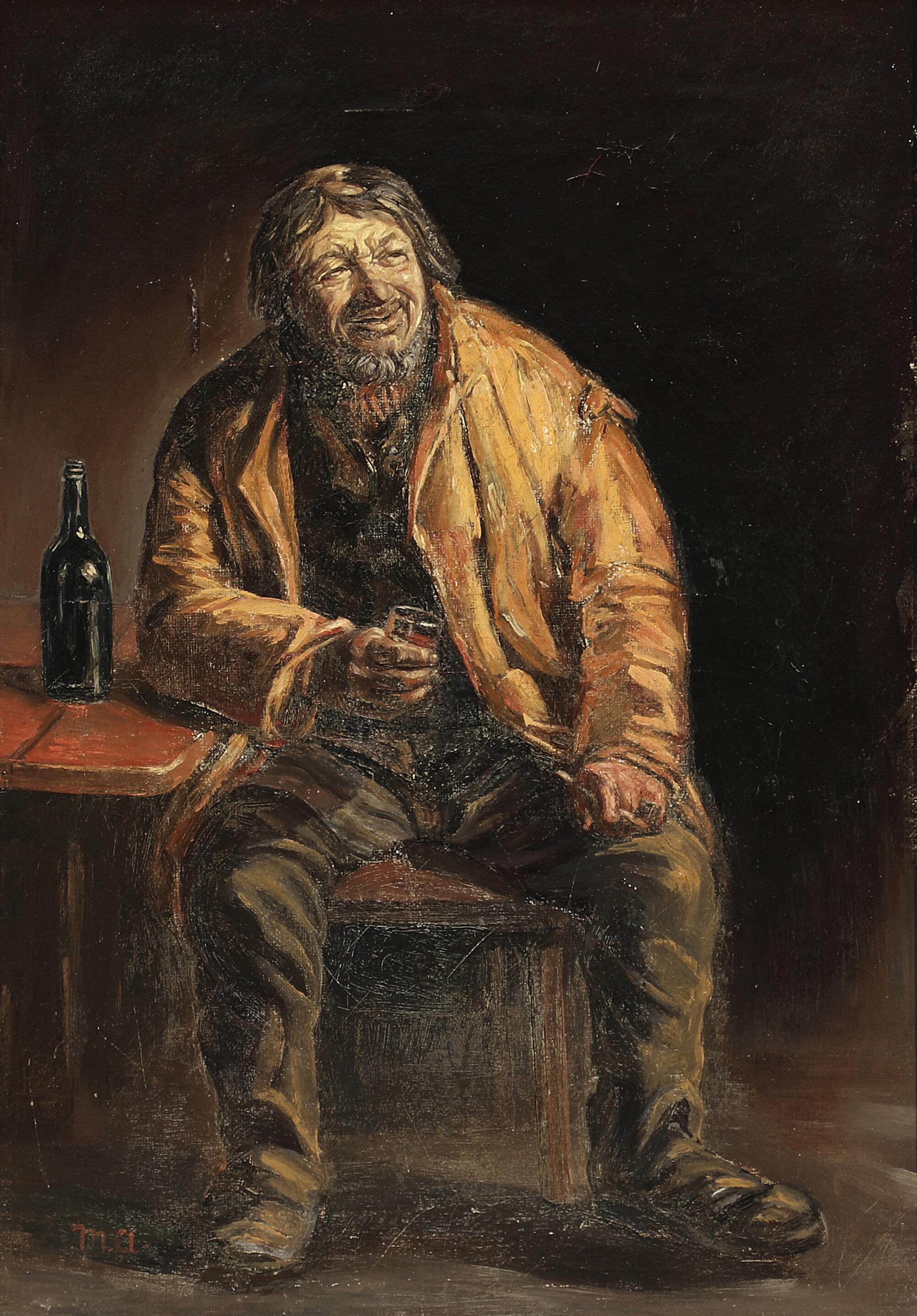 Portrait du pêcheur Lars Gaihede de Skagen savourant un verre. - Michael Peter Ancher - Alpha Reproduction