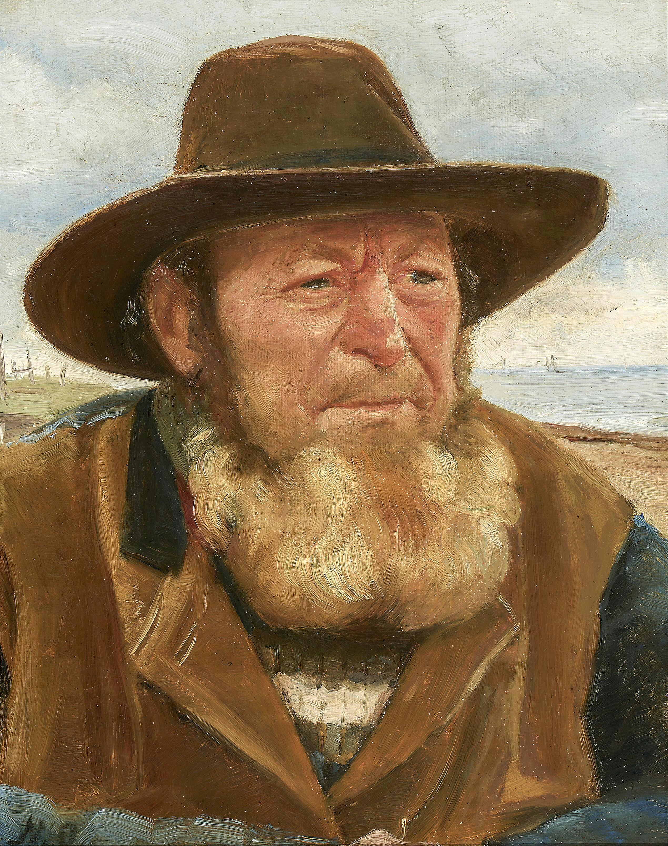 Portrait du pêcheur Ole Svendsen sur la côte - Michael Peter Ancher - Alpha Reproduction