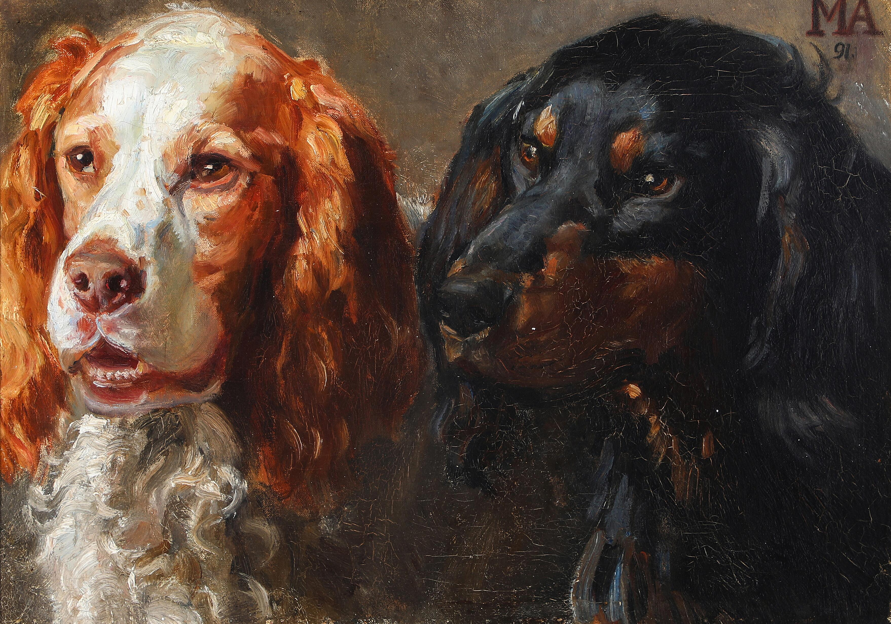 Portrait de deux chiens de chasse. - Michael Peter Ancher - Alpha Reproduction