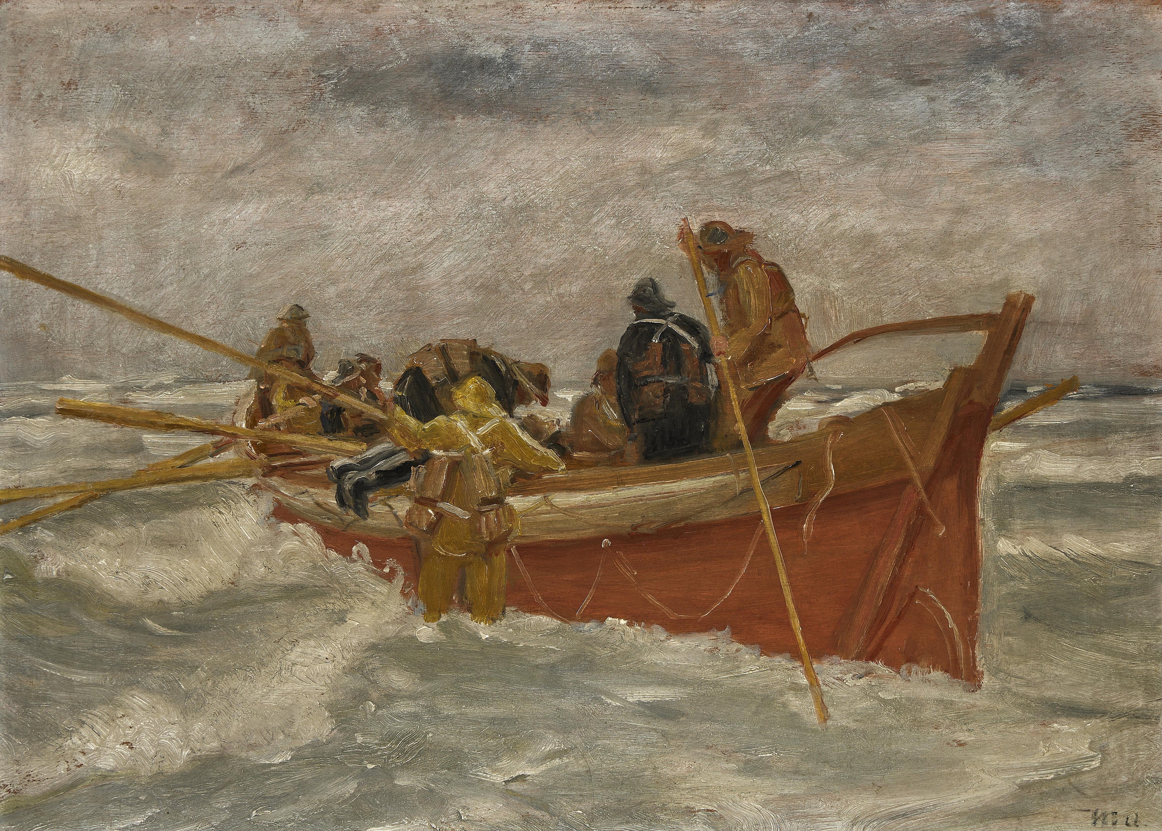 Le canot de sauvetage prend la mer. Étudiez. - Michael Peter Ancher