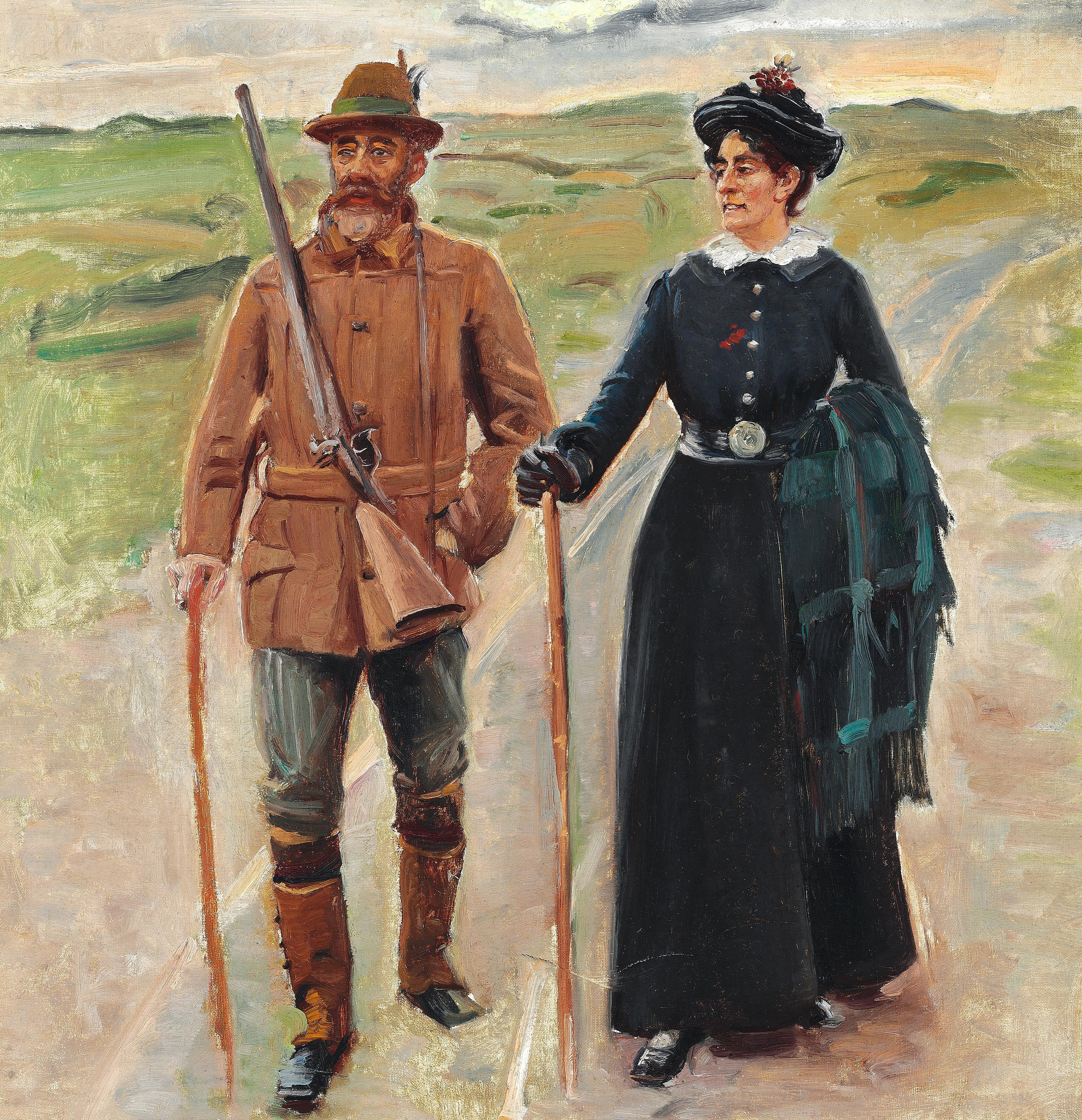 Sødring et sa femme. Étude pour « Hjem fra jagten » (Après la dernière battue). - Michael Peter Ancher - Alpha