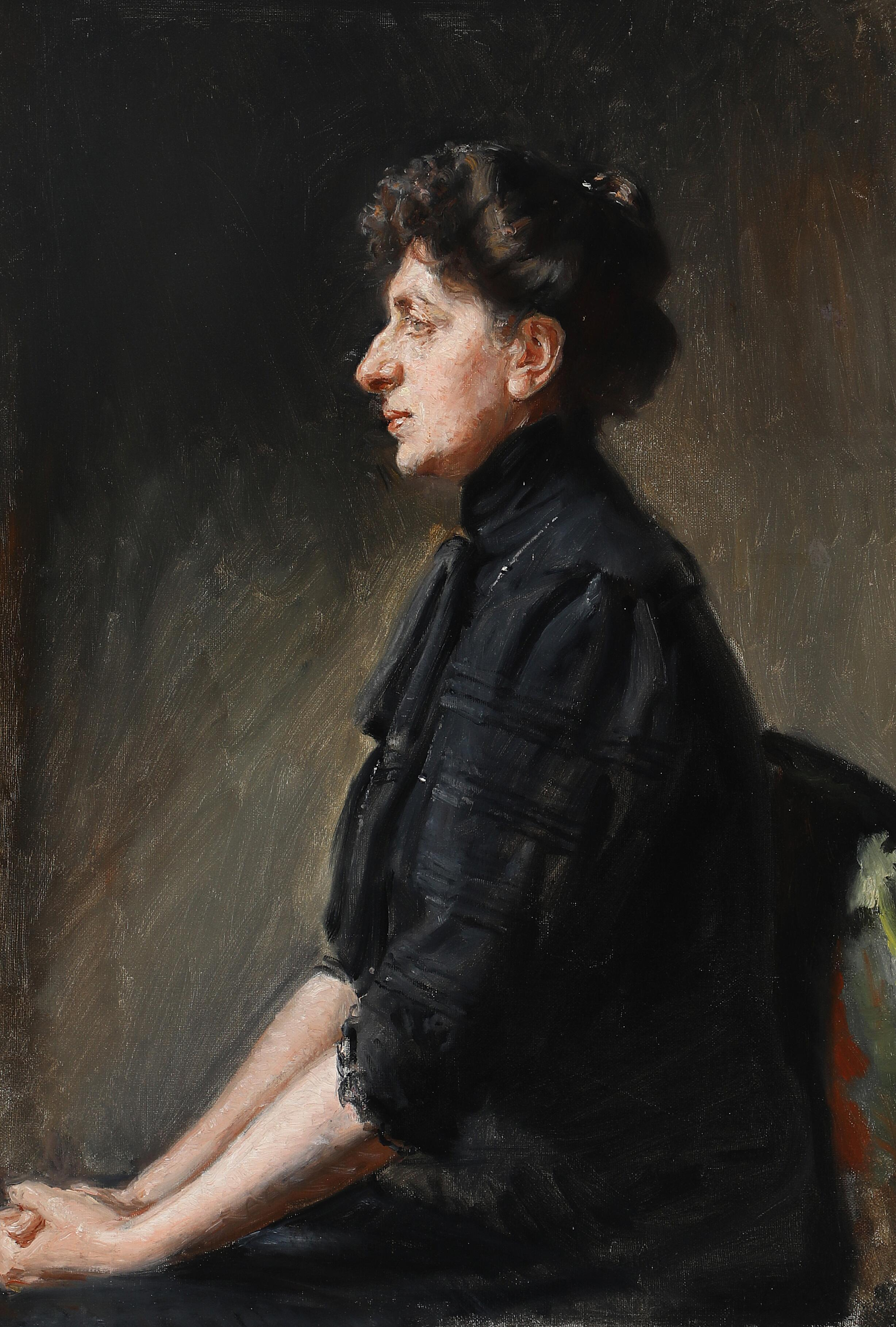 La chanteuse Elisabeth Dons assise vêtue de noir. - Michael Peter Ancher - Alpha Reproduction