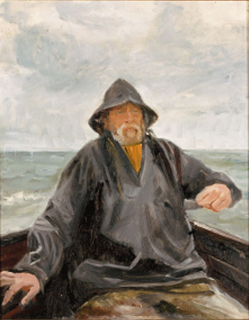 Un pêcheur de Skagen en mer. - Michael Peter Ancher