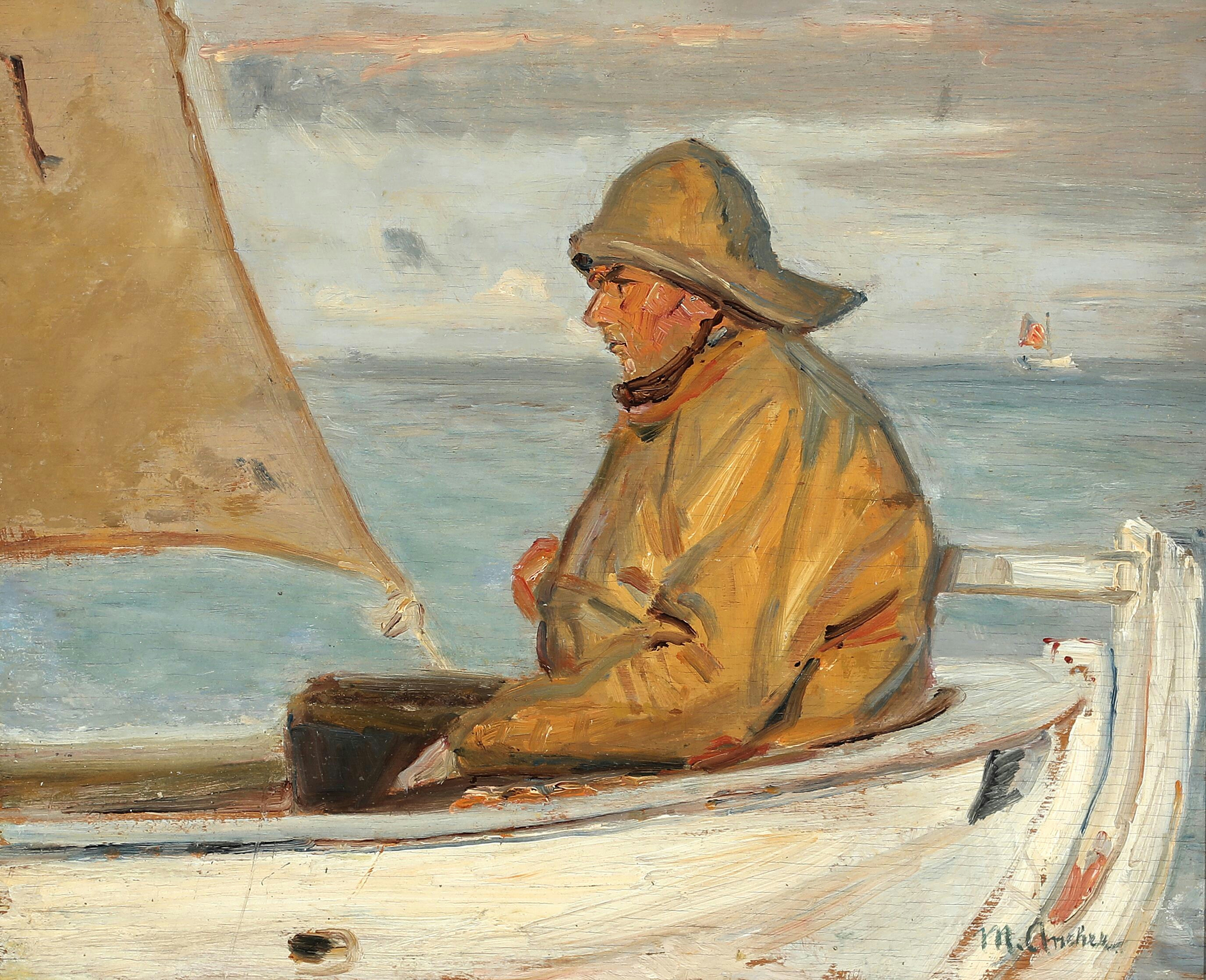 Un pêcheur de Skagen naviguant dans les premiers rayons du soleil. - Michael Peter Ancher - Alpha Reproduction