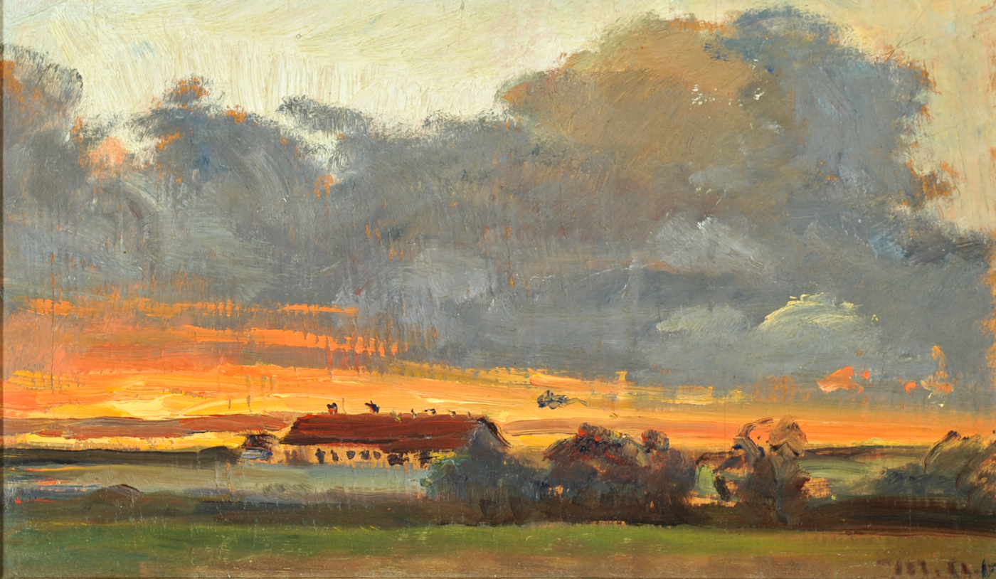 Coucher de soleil à Skagen avec vue sur la ferme de Rytter Søren. - Michael Peter Ancher - Alpha Reproduction