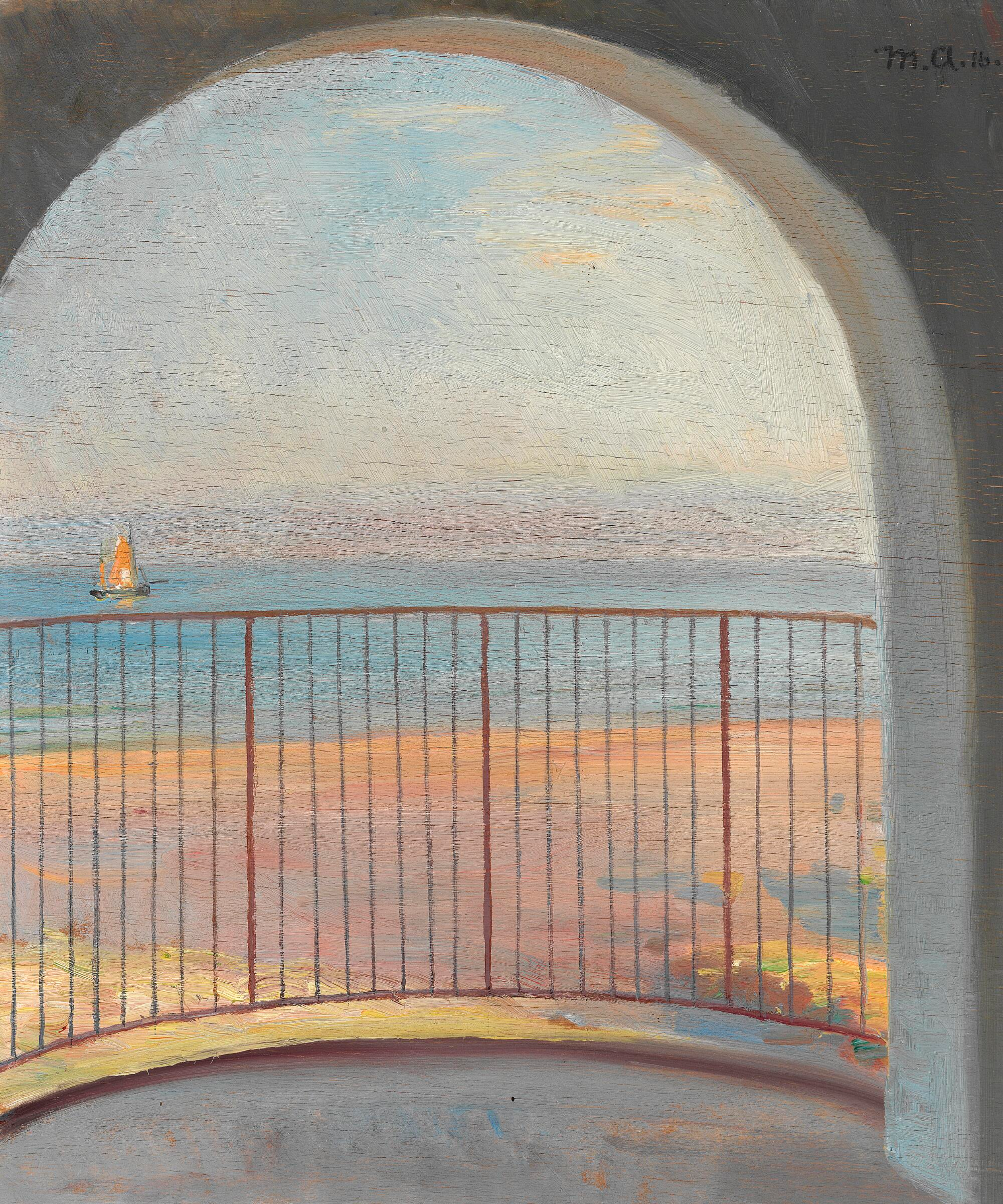 Vue sur Kattegat depuis un balcon à Admiralgården. - Michael Peter Ancher