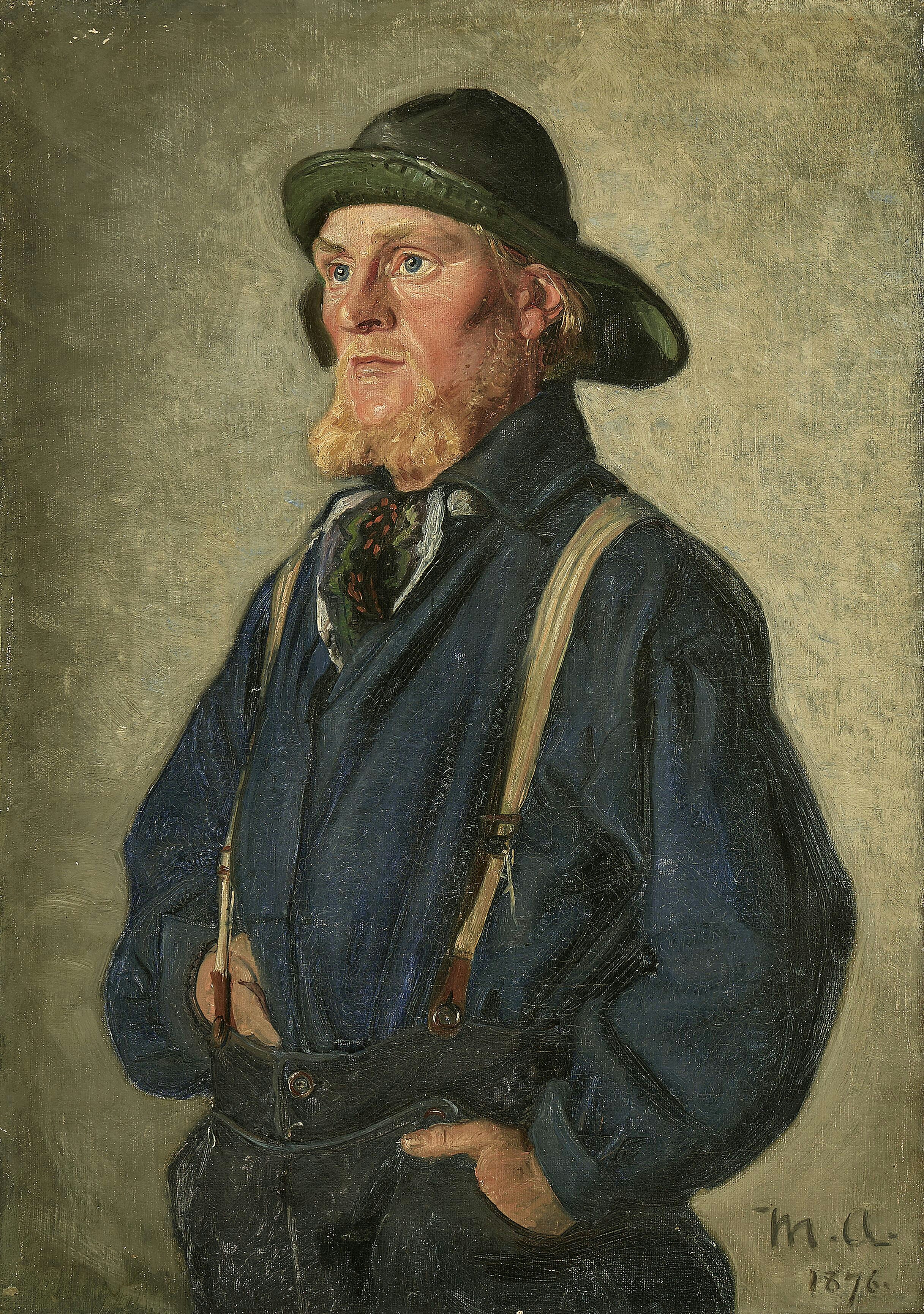 Un jeune pêcheur debout coiffé d’un ciré vert. - Michael Peter Ancher - Alpha Reproduction