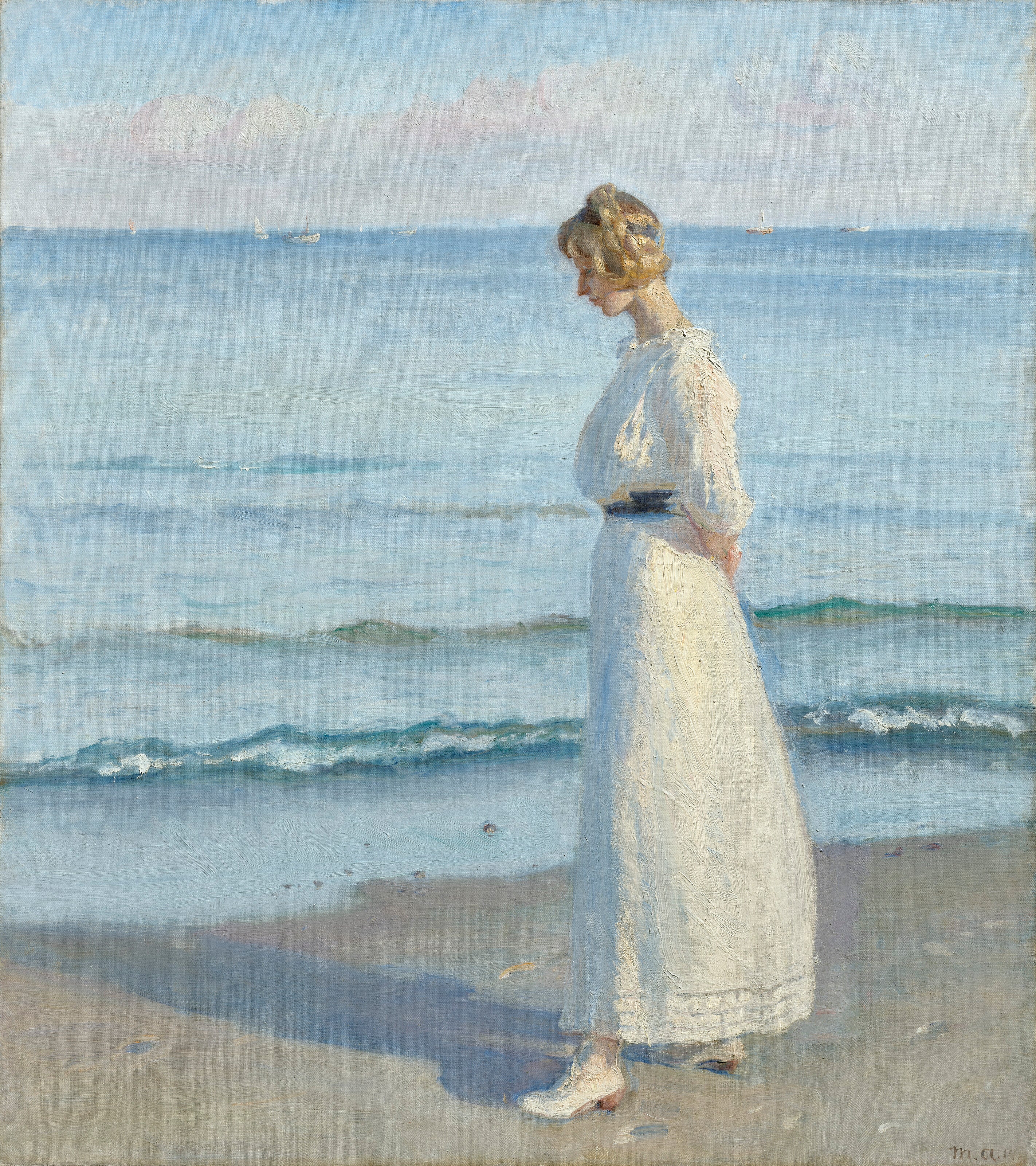 Jeune fille sur Skagen Soenderstrand. - Michael Peter Ancher