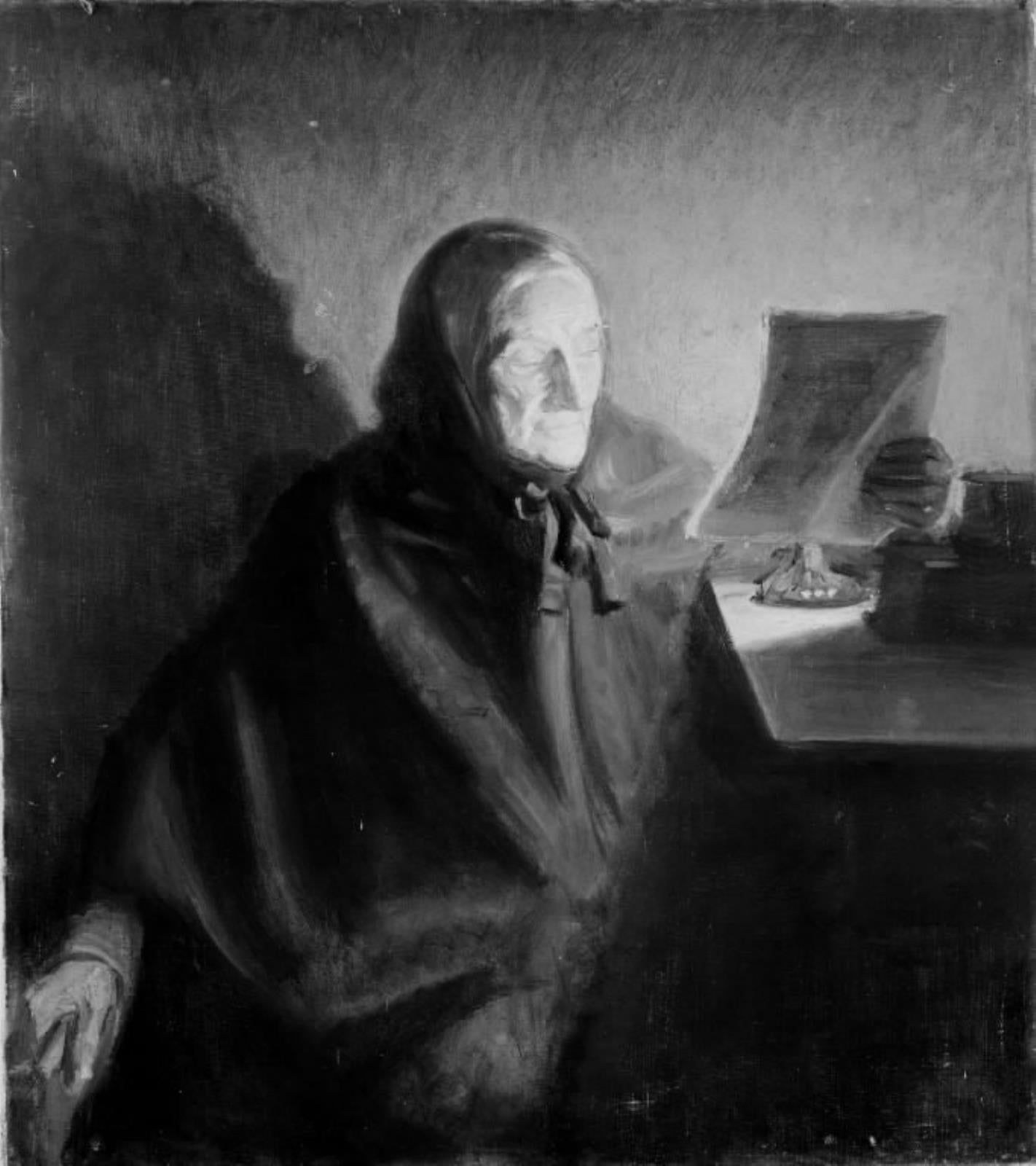 La belle-mère de l’artiste Ane Hedvig Brøndum lisant une lettre - Michael Peter Ancher - Alpha Reproduction