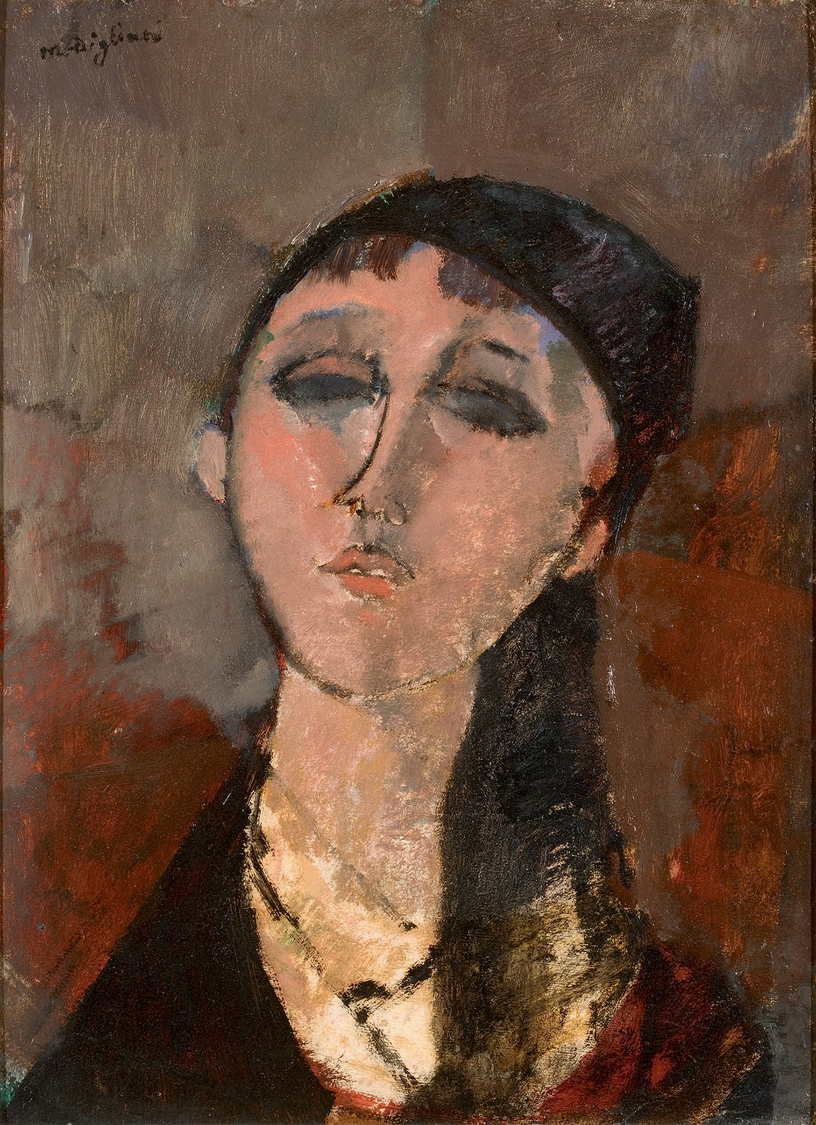 Reproduction du tableau « Tête de fille (Louise) - Amedeo Modigliani » par Alpha Reproduction en peinture à l’huile
