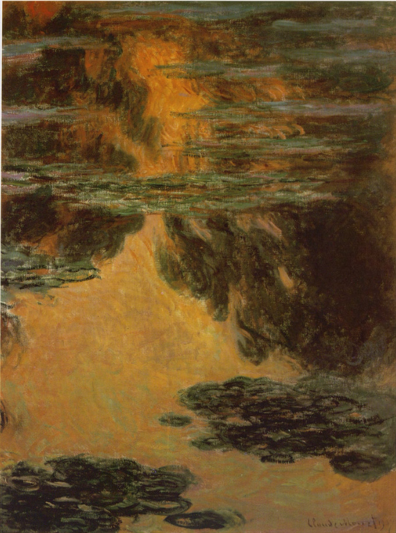 🌑 Nymfeas i glødende skumring – Claude Monet (1907)