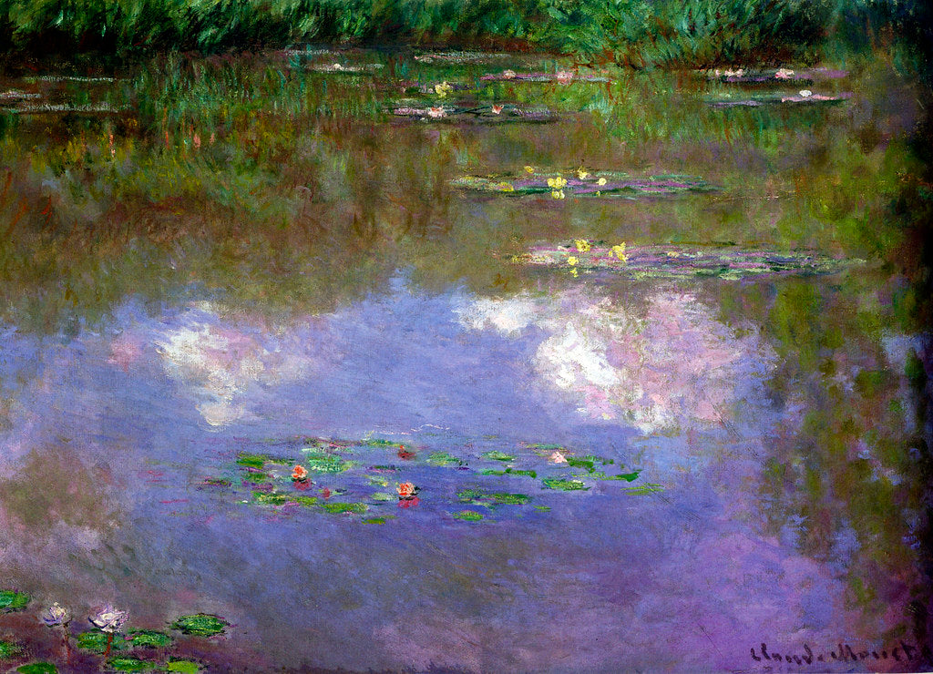 Nymfeasjer med reflektert himmel – Claude Monet (ca. 1915)