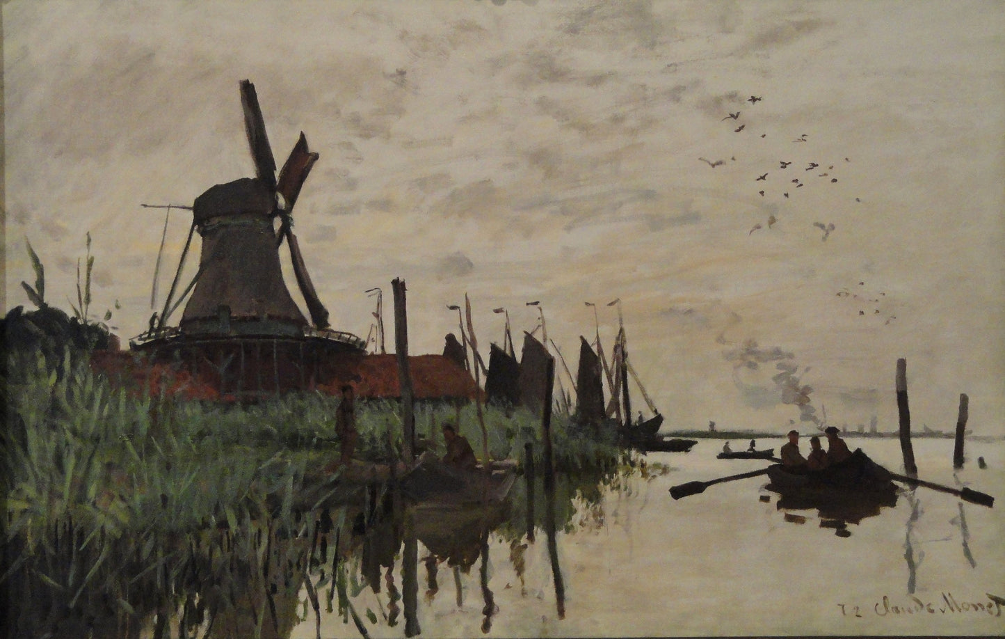 🌬️ Vindmølle og båter i Zaandam – Claude Monet (1871)