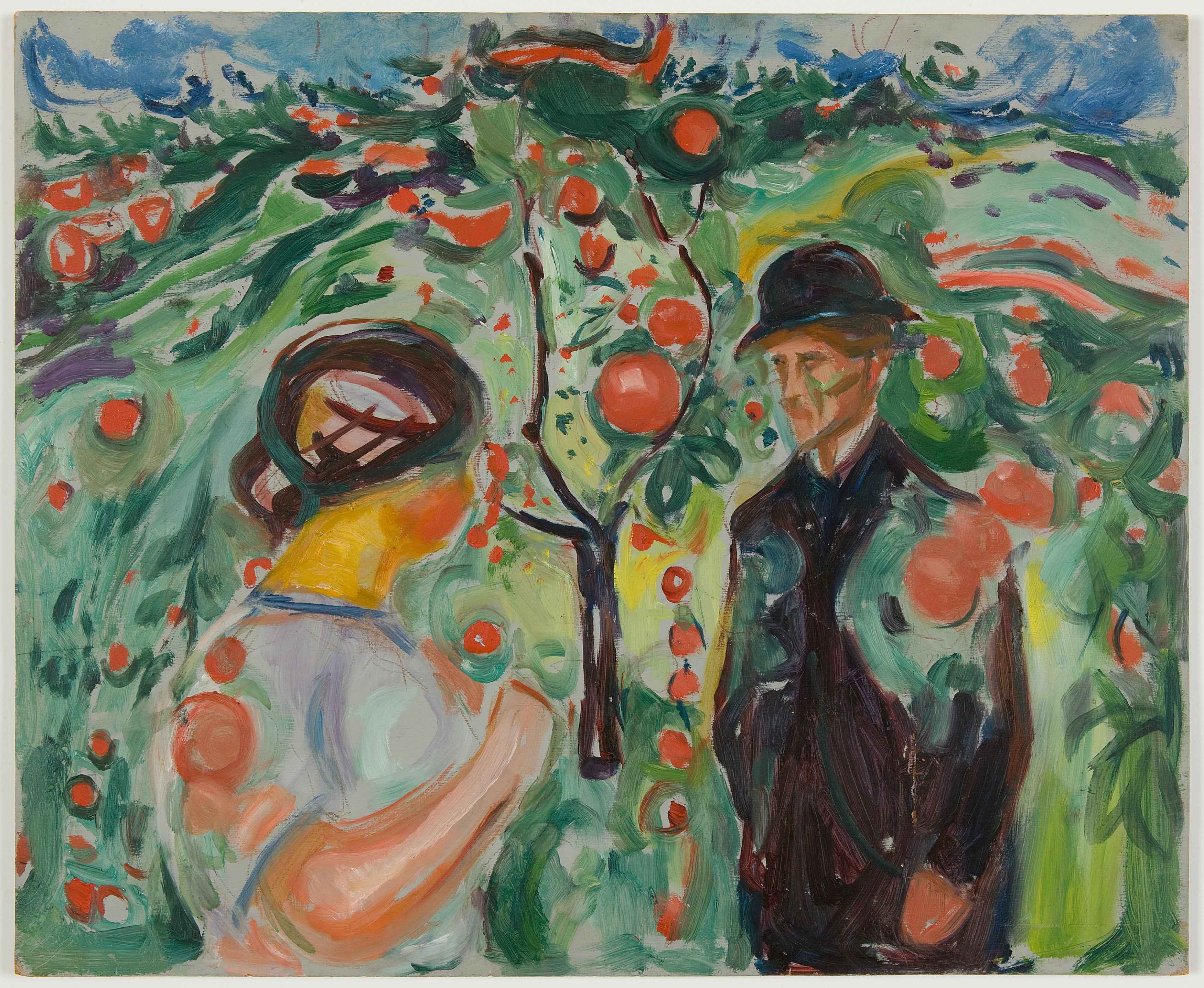 Reproduction du tableau « Sous les pommes rouges - Edvard Munch » par Alpha Reproduction en peinture à l’huile