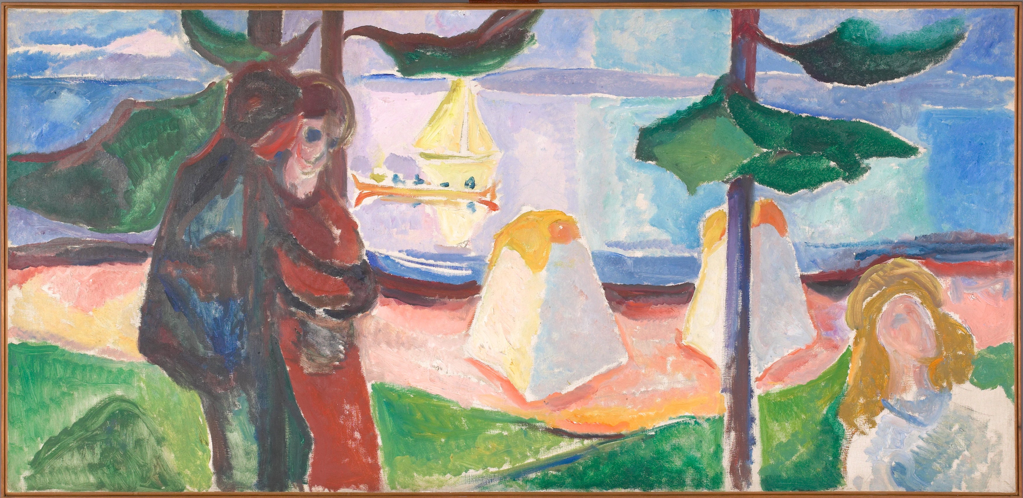 Reproduction du tableau « Groupes de gens sur la plage - Edvard Munch » par Alpha Reproduction en peinture à l’huile
