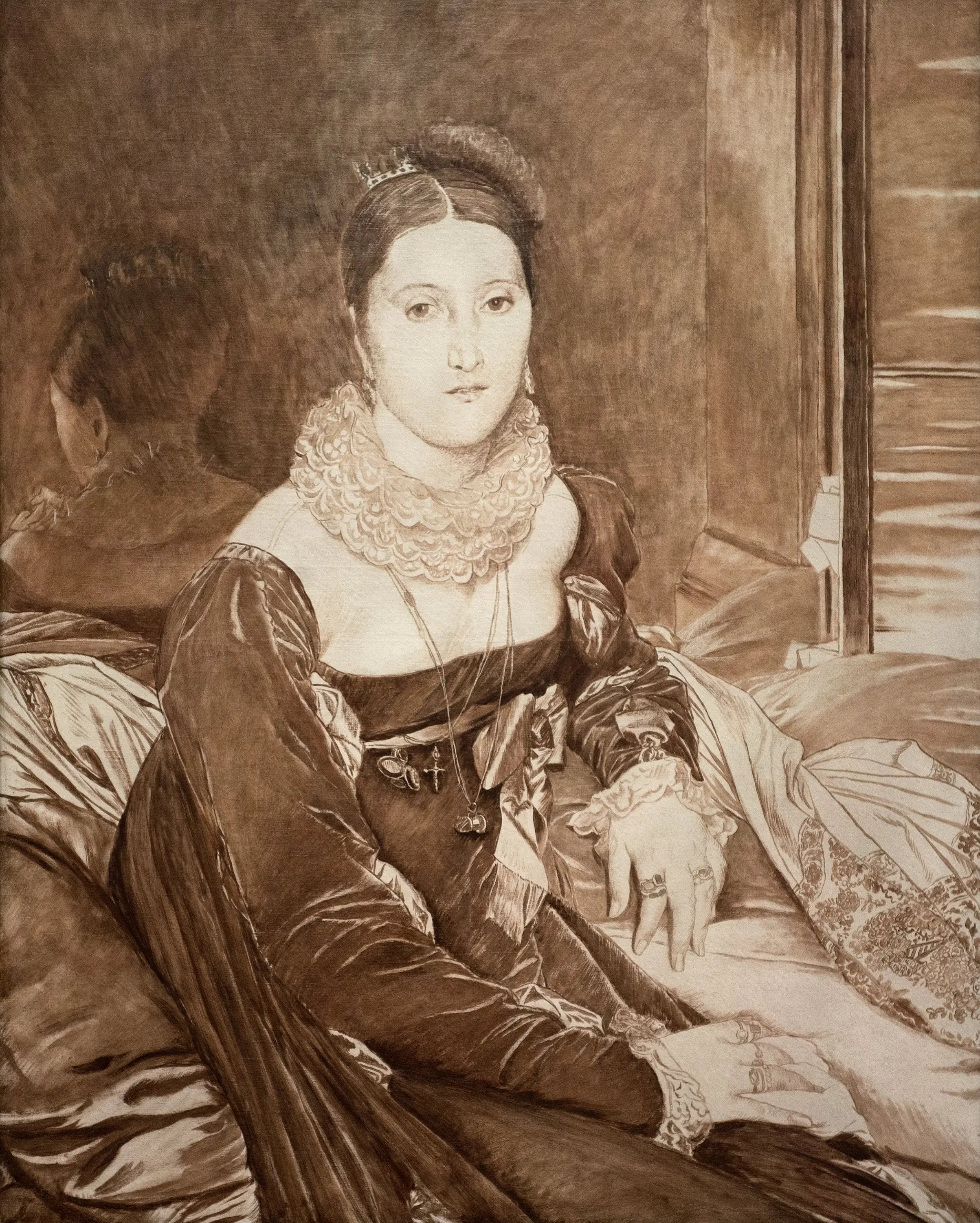 Portrait de Mme de Senonnes - Copie en grisaille d’après Ingres - James Tissot - Alpha Reproduction