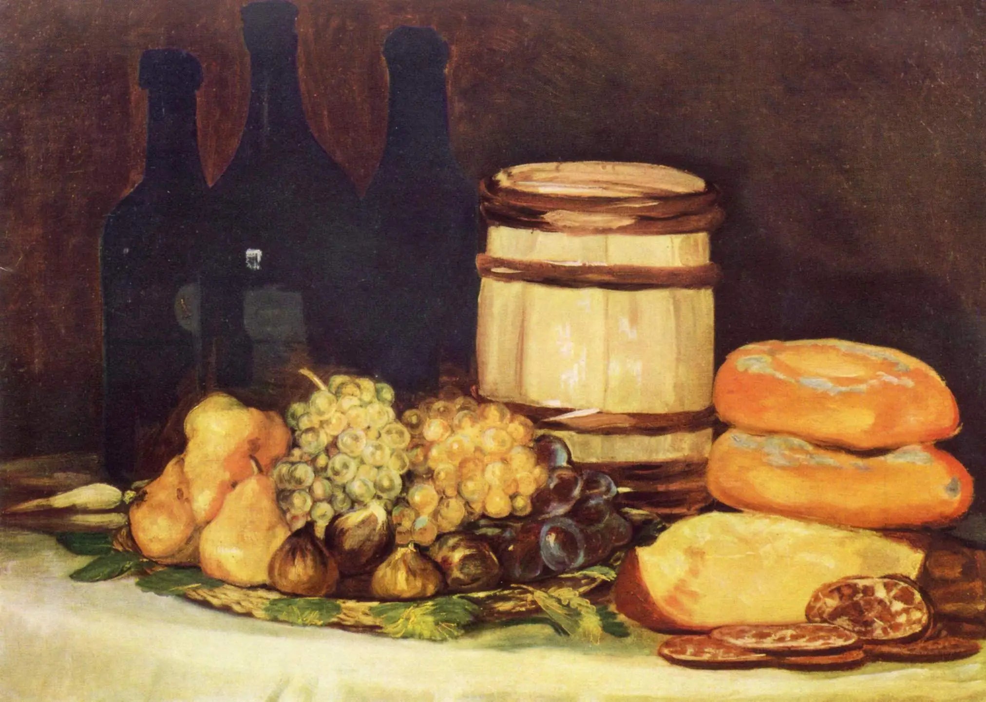 Reproduction du tableau « Nature morte avec fruits, bouteilles, pains - Francisco de Goya » par Alpha Reproduction en peinture à l’huile