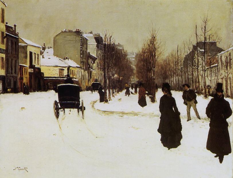 Le Boulevard de Clichy par temps de neige - Norbert Gœneutte - Alpha Reproduction