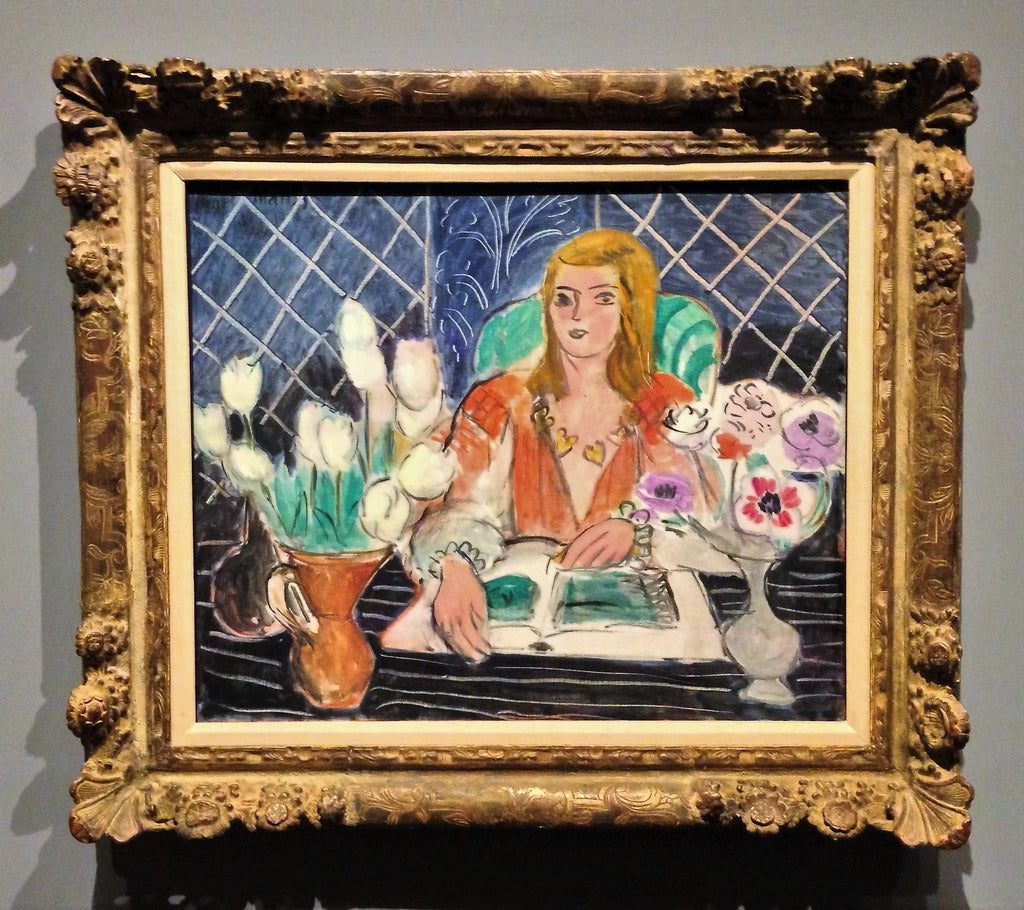 Annelies, hvite tulipaner og anemoner - Henri Matisse