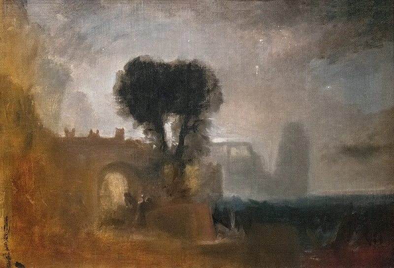 Buegang med trær ved havet; Skisse for 'Adskillelsen av Hero og Leander' - J. M. W. Turner