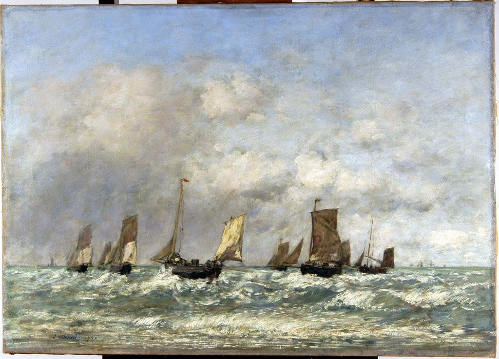 Reproduction du tableau « Berck : le départ des barques - Eugène Boudin » par Alpha Reproduction en peinture à l’huile