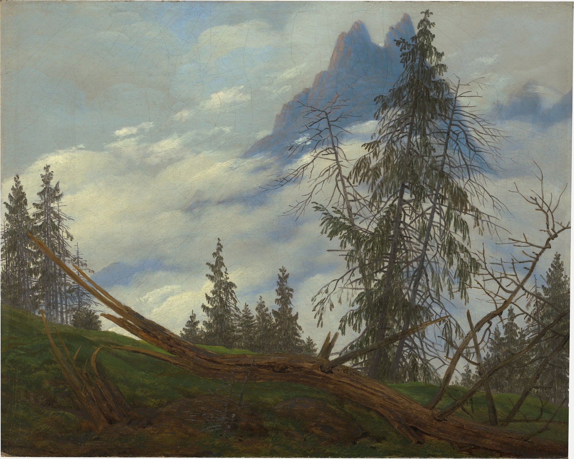 Høyfjellskam med skyene som driver - Caspar David Friedrich