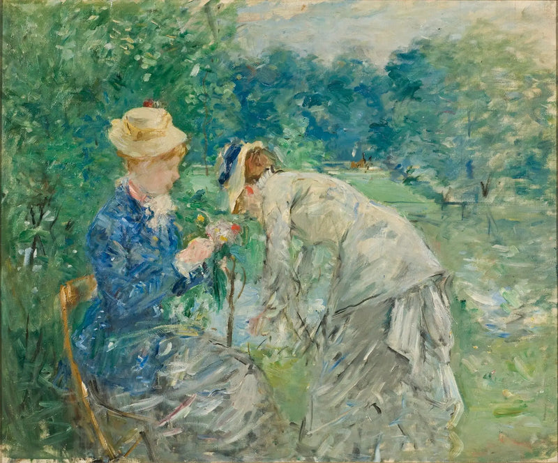 Damer som plukker blomster - Berthe Morisot