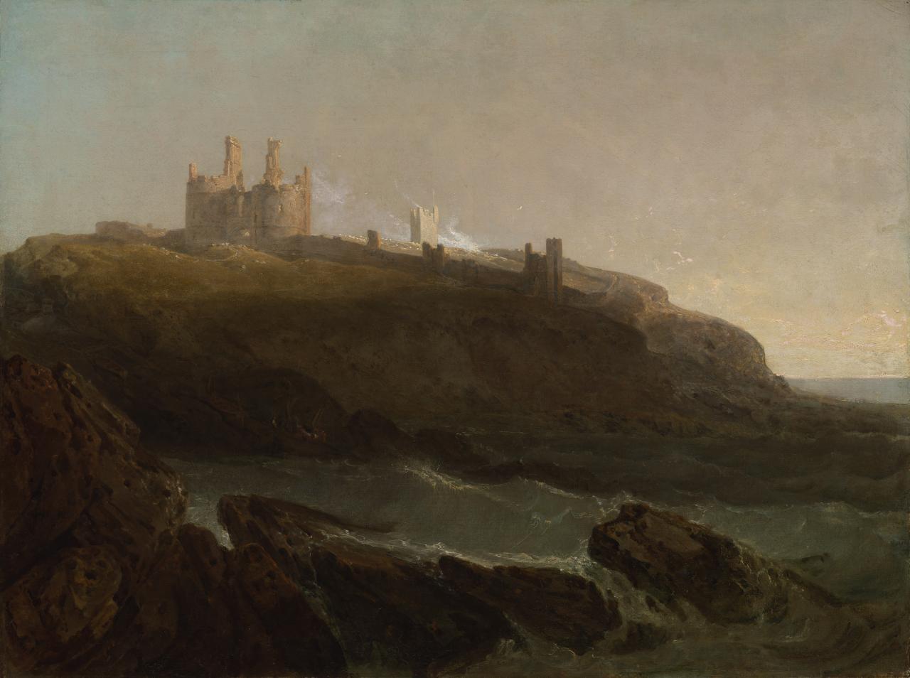 Dunstanburgh Castle, nordøstkysten av Northumberland, soloppgang etter en stormfull natt - J. M. W. Turner