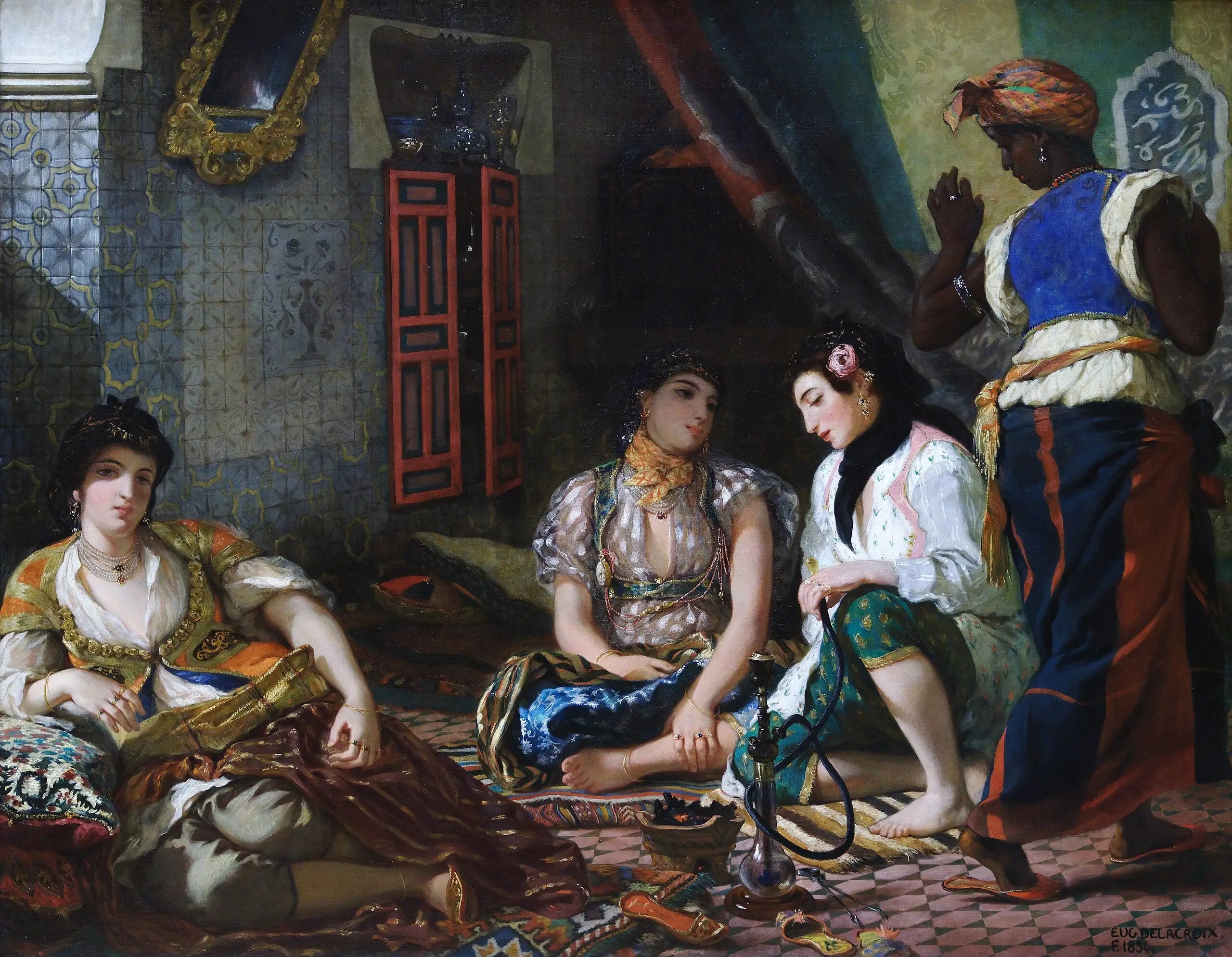 Reproduction du tableau « Femmes d'Alger dans leur appartement - Eugène Delacroix » par Alpha Reproduction en peinture à l’huile