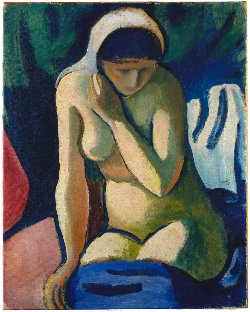 Naken jente med skjerf - August Macke