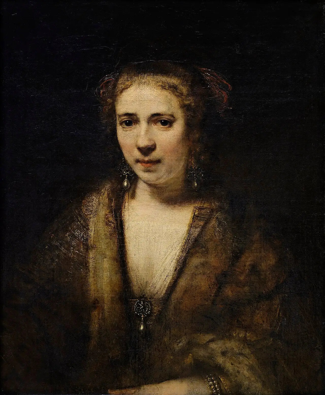 Reproduction du tableau « Hendrickje Stoffels au béret de velours - Rembrandt » par Alpha Reproduction en peinture à l’huile