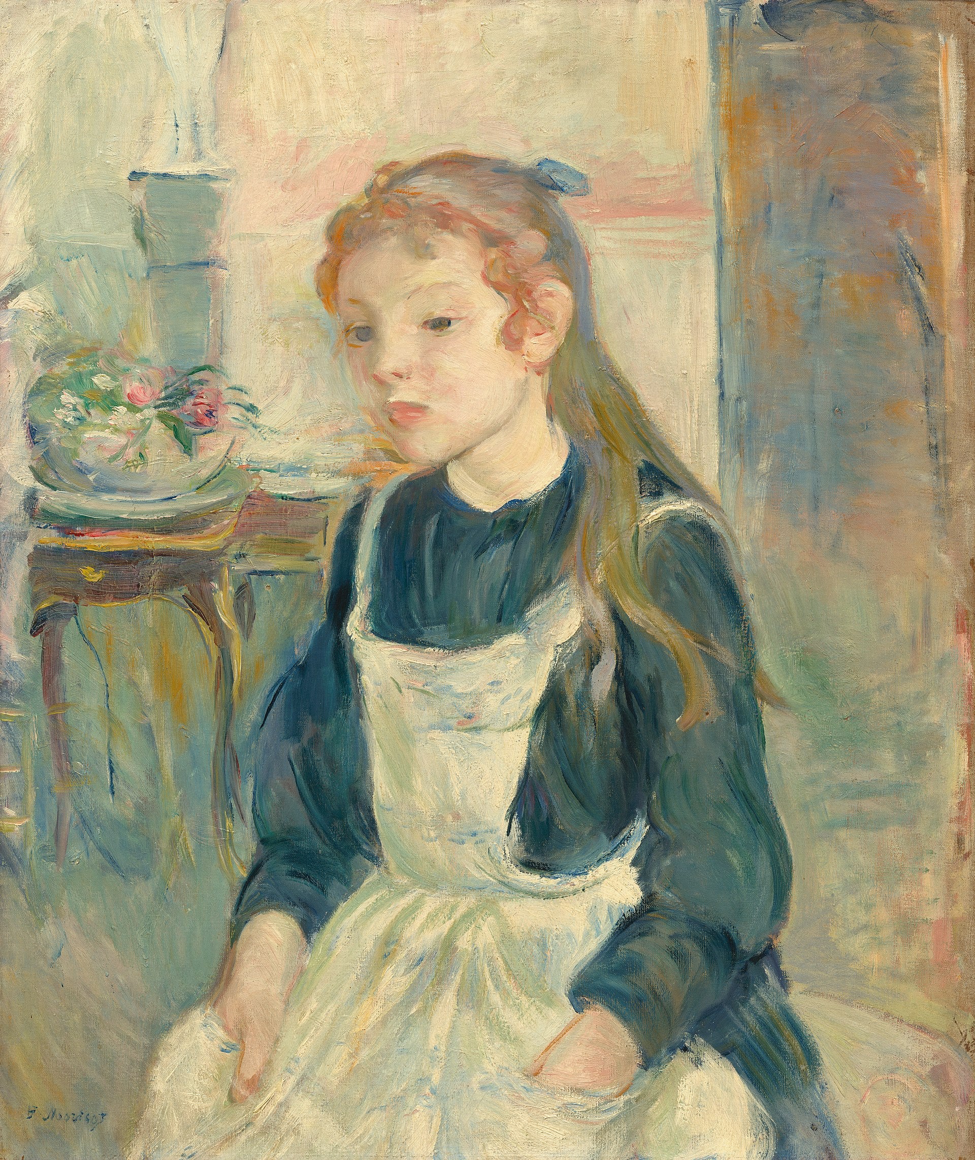 Reproduction du tableau « Jeune fille avec un tablier - Berthe Morisot » par Alpha Reproduction en peinture à l’huile