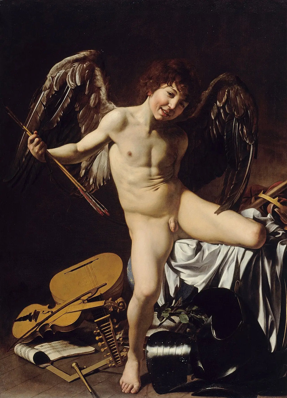 Reproduction du tableau « L'Amour victorieux - Le Caravage » par Alpha Reproduction en peinture à l’huile